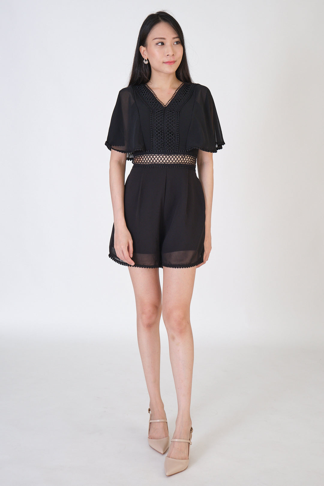 Chixxie Allison Lace Playsuit (Black)