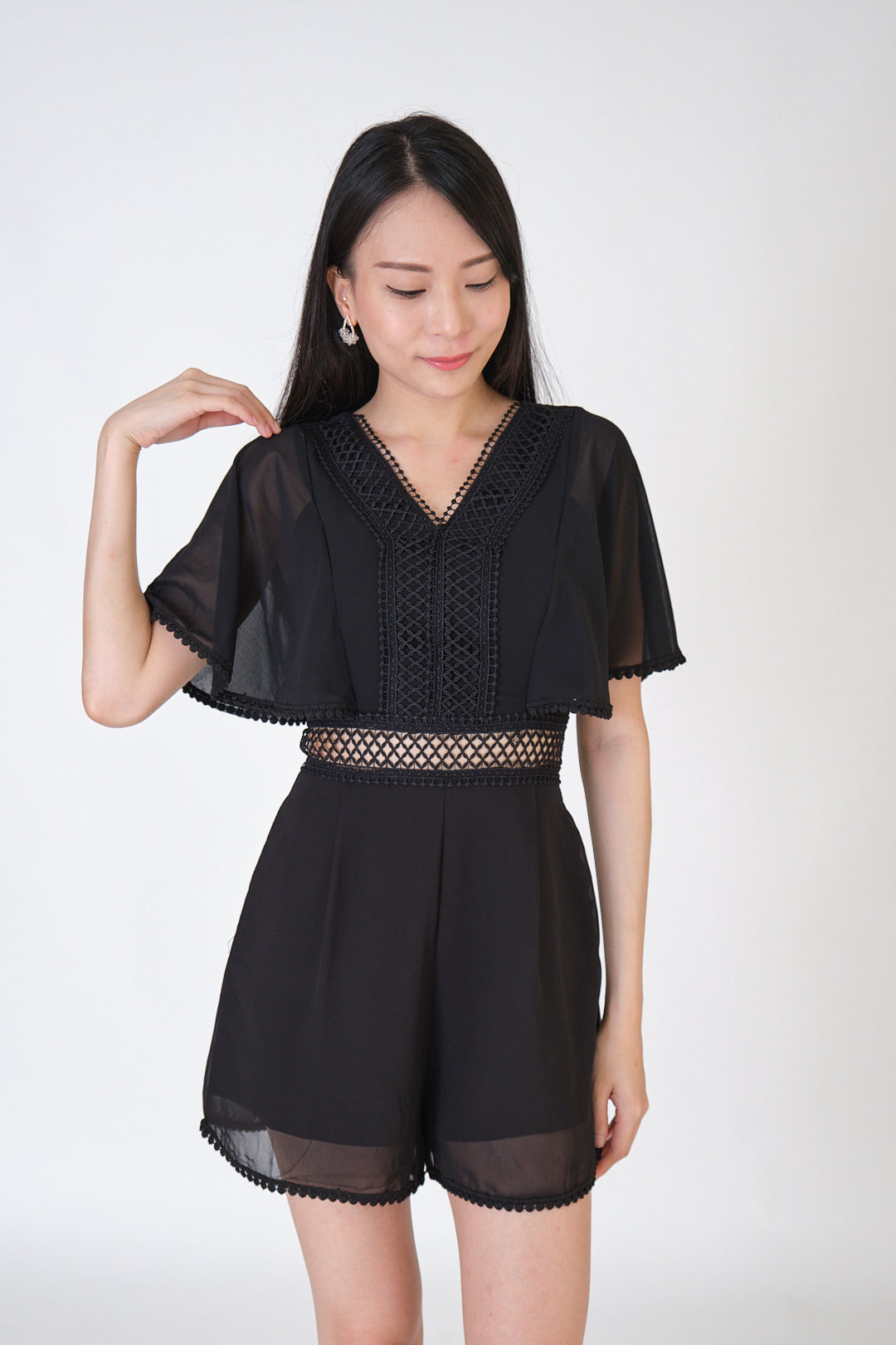 Chixxie Allison Lace Playsuit (Black)