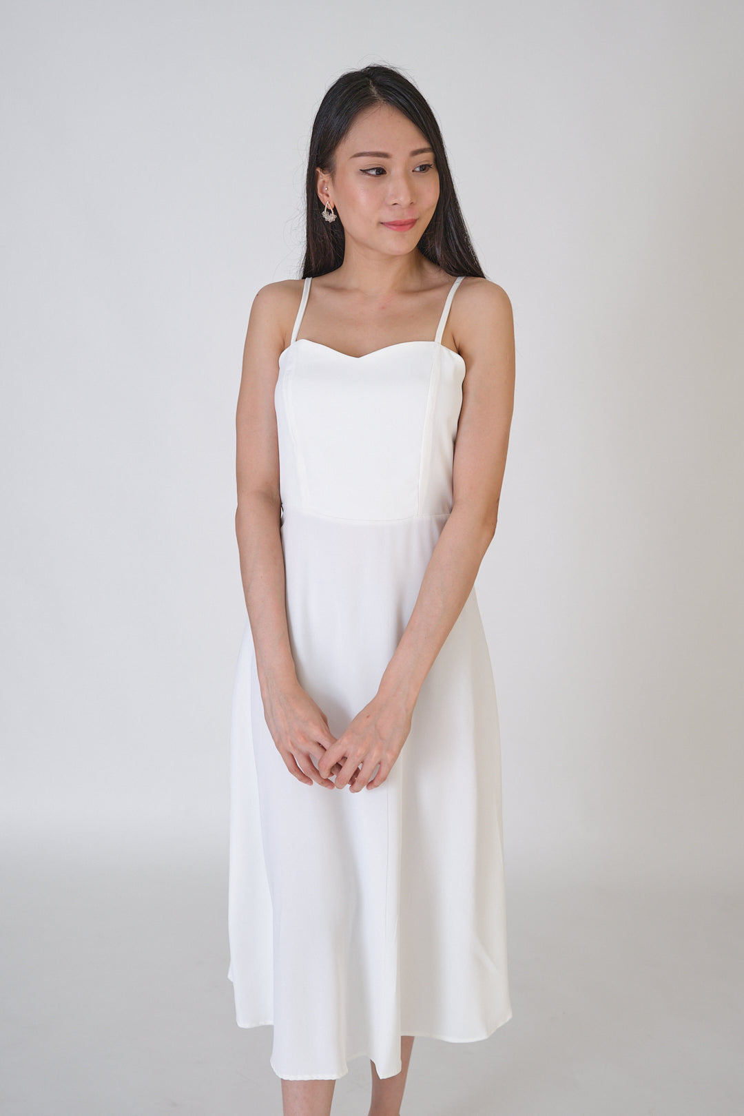 Chixxie Zoe Bareback Midi Dress (White)