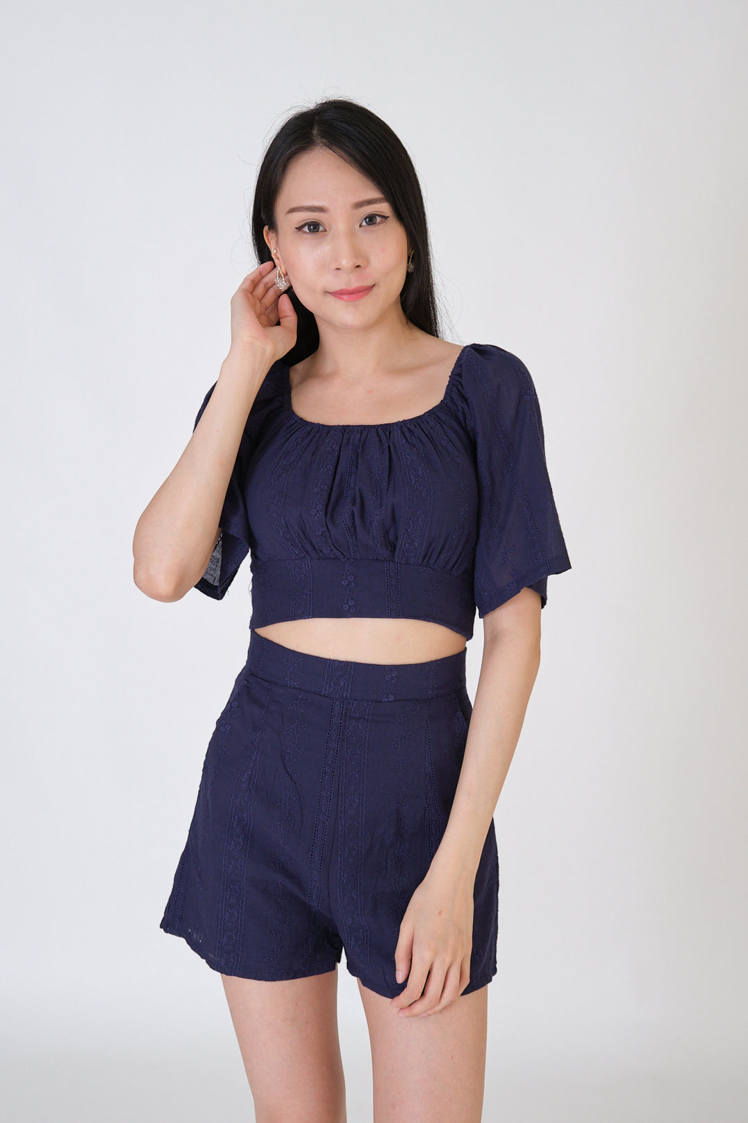 Chixxie Natalina Two-Piece Lace Set (Navy)