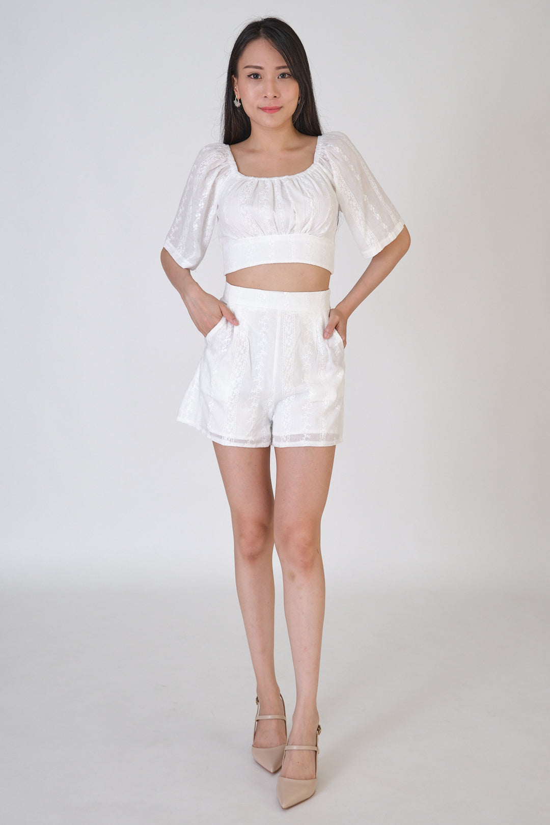 Chixxie Natalina Two-Piece Lace Set (White)