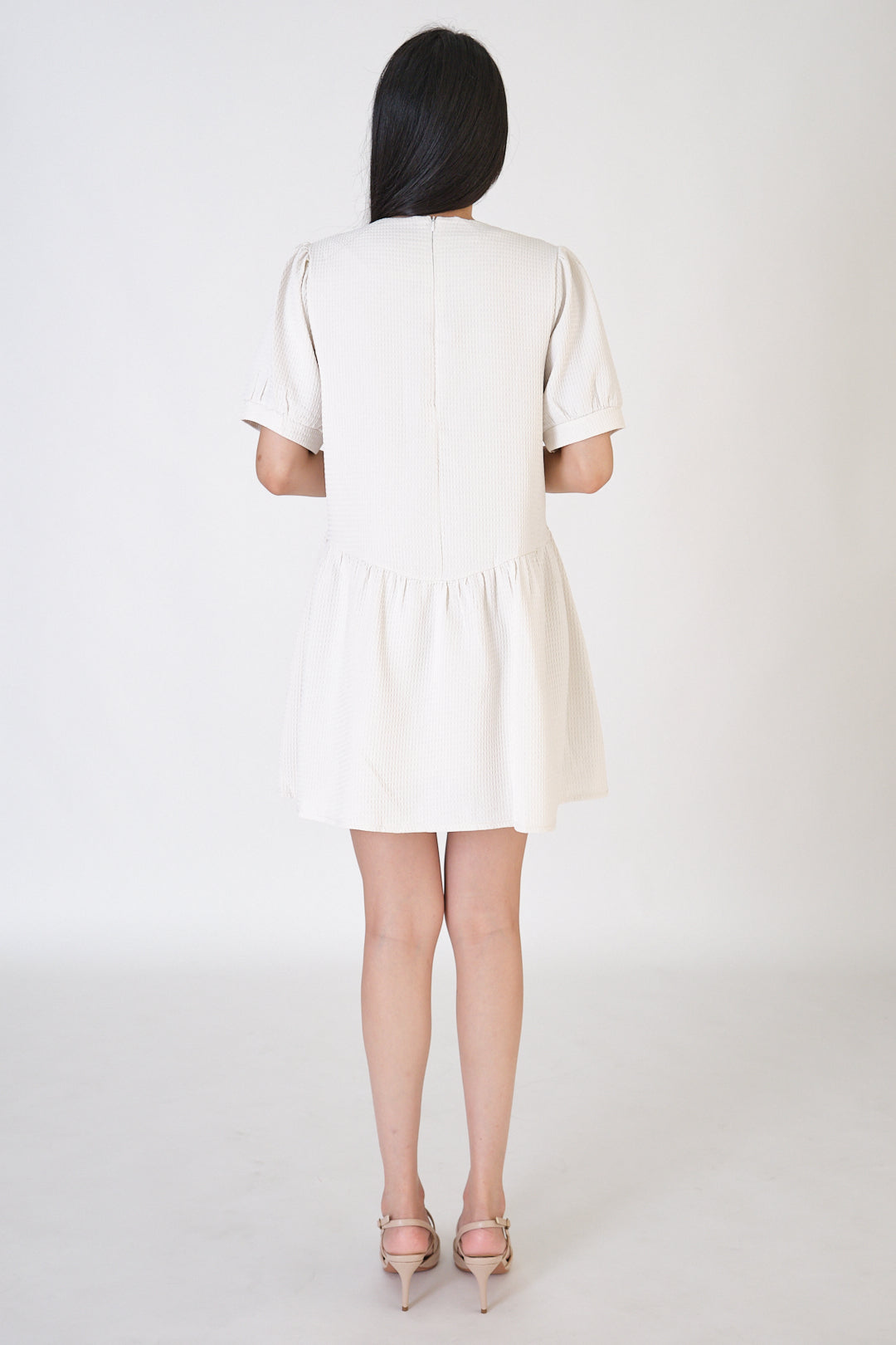 Chixxie Caroline Flare Mini Dress (Beige)