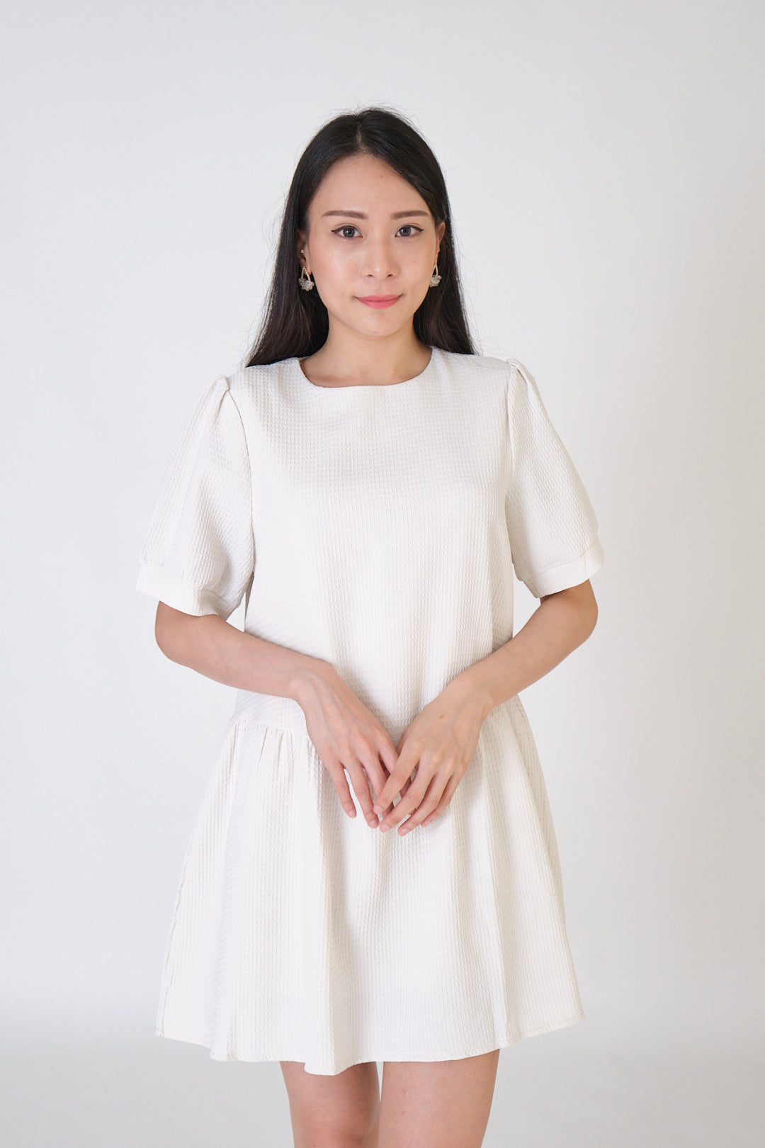 Chixxie Caroline Flare Mini Dress (Beige)