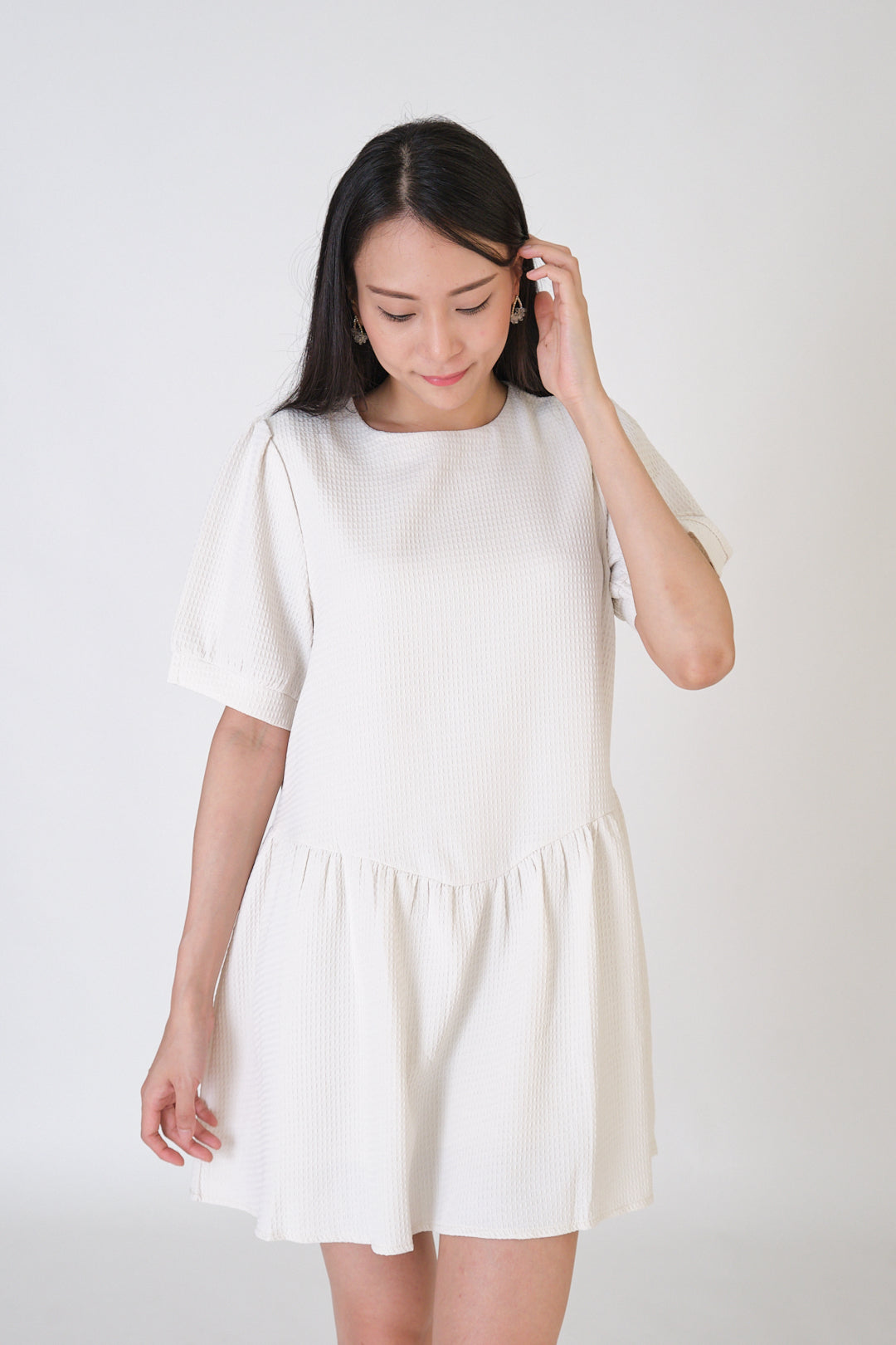 Chixxie Caroline Flare Mini Dress (Beige)