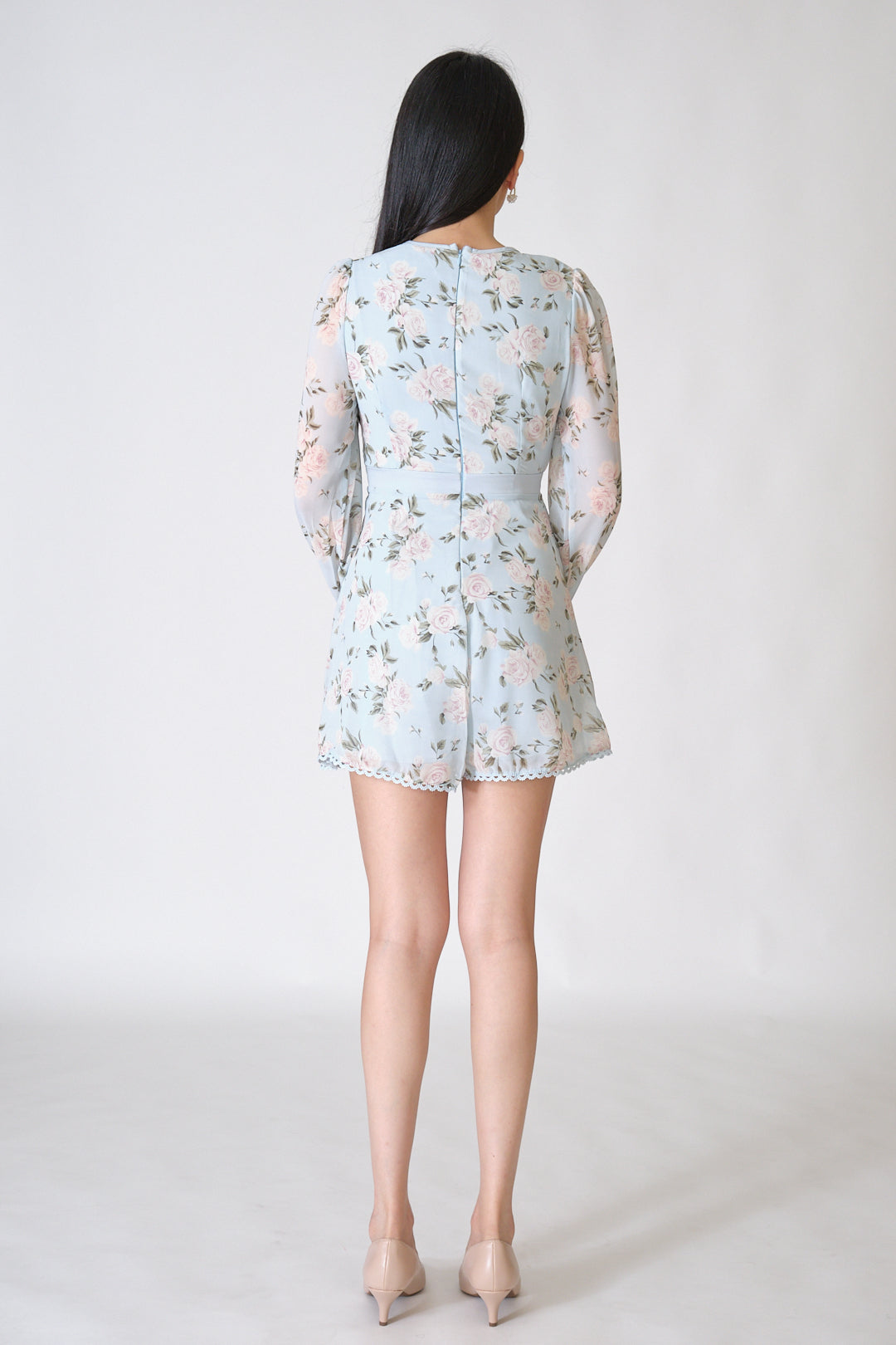 Chixxie Rose Floral Playsuit (Blue)