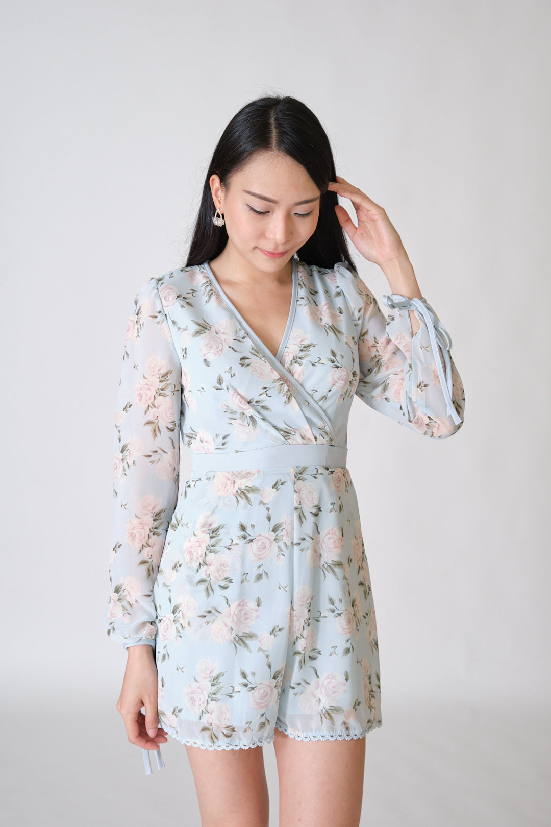 Chixxie Rose Floral Playsuit (Blue)