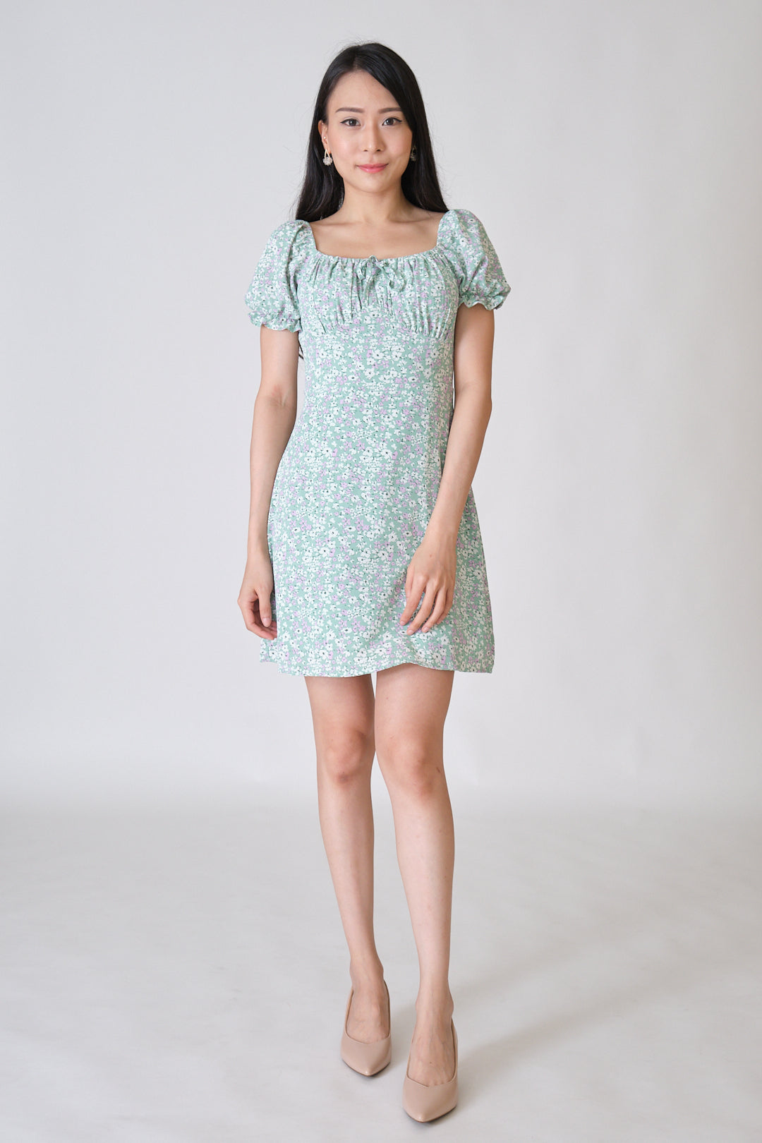 Chixxie Fiona Floral Short Dress (Green)