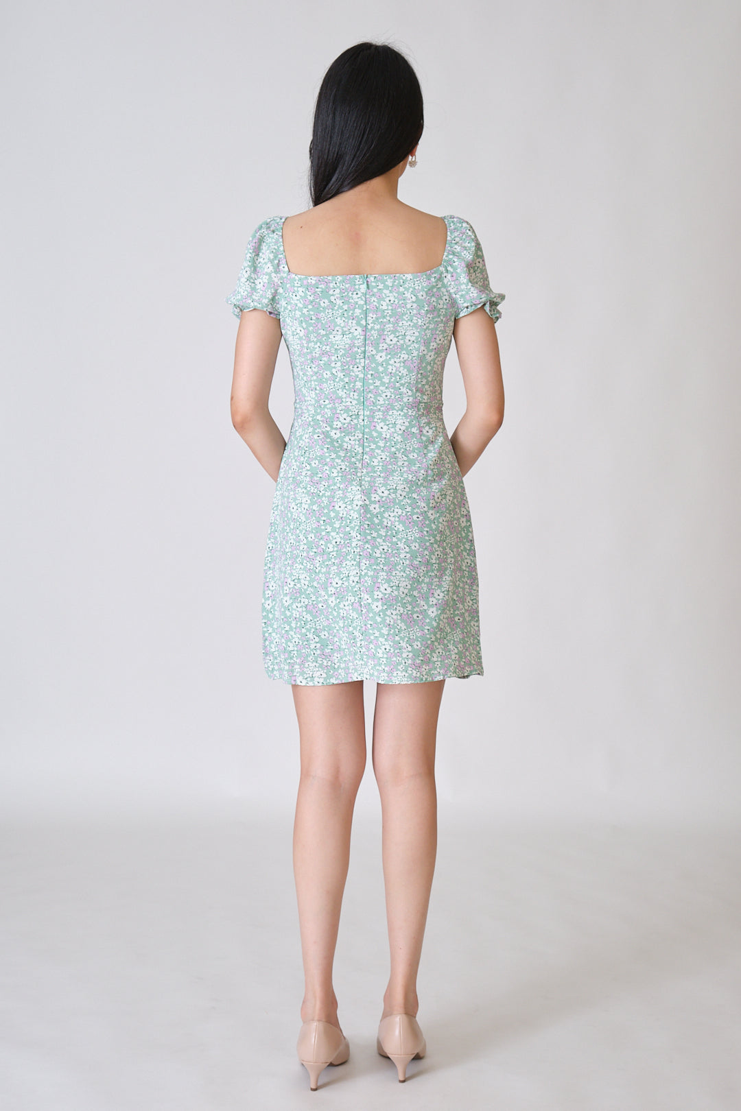 Chixxie Fiona Floral Short Dress (Green)