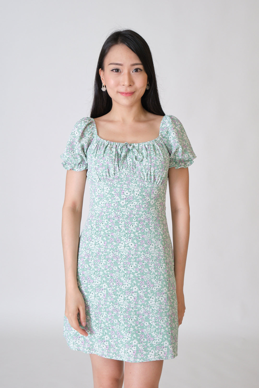 Chixxie Fiona Floral Short Dress (Green)