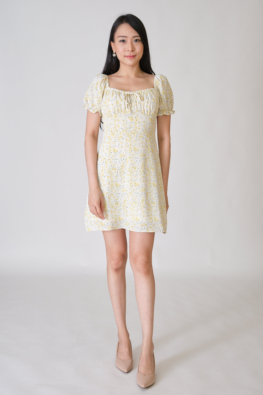 Chixxie Fiona Floral Short Dress (Yellow)