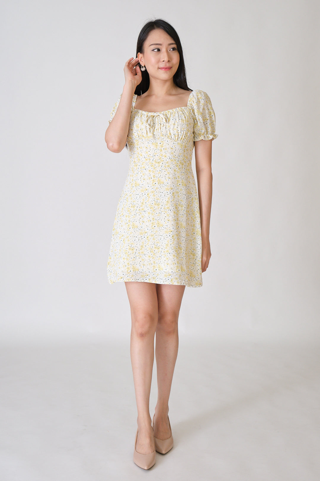 Chixxie Fiona Floral Short Dress (Yellow)