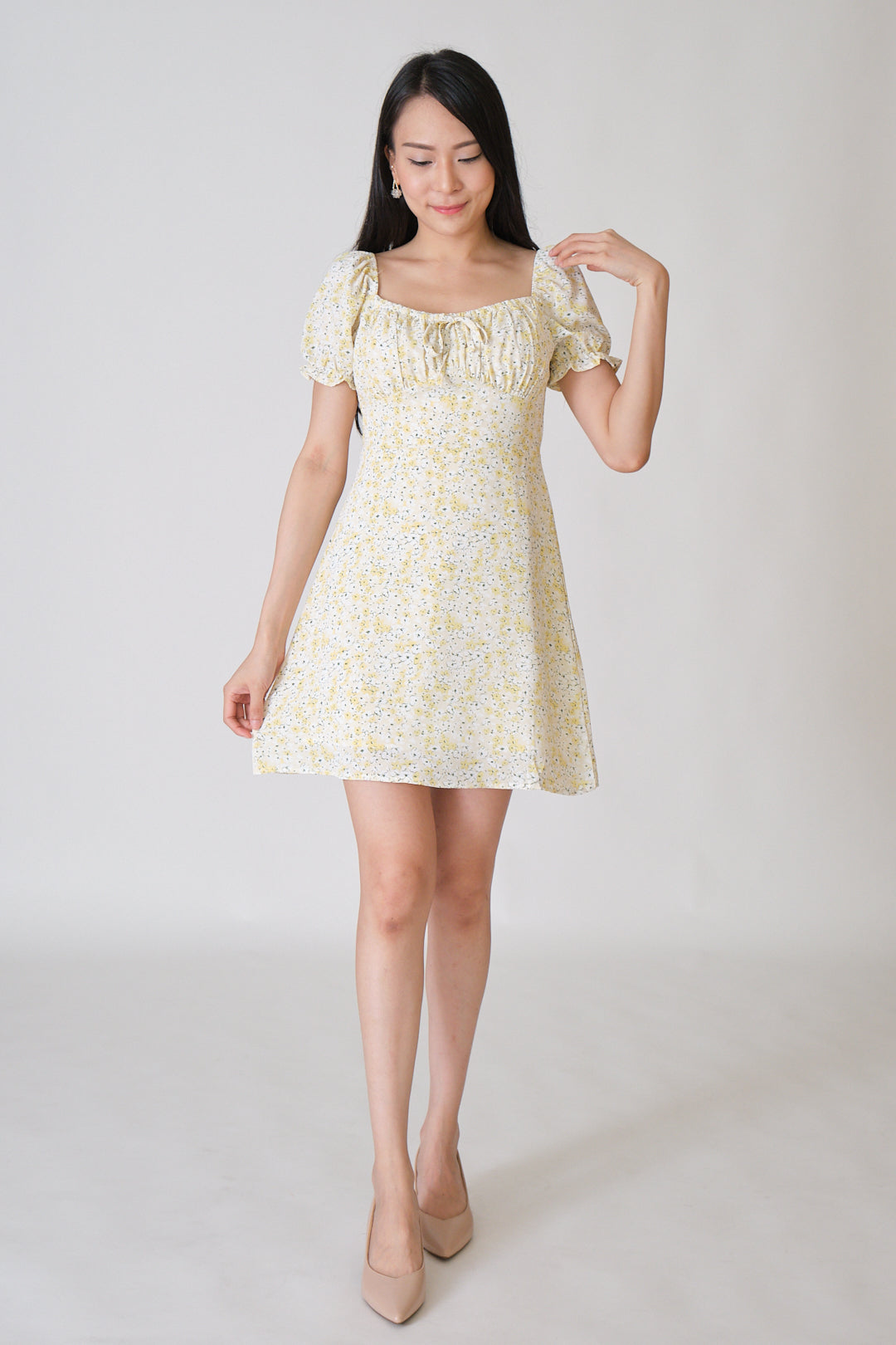 Chixxie Fiona Floral Short Dress (Yellow)