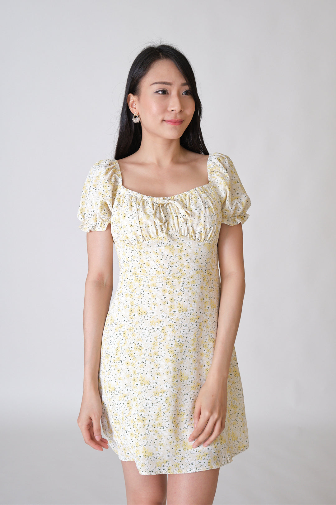Chixxie Fiona Floral Short Dress (Yellow)