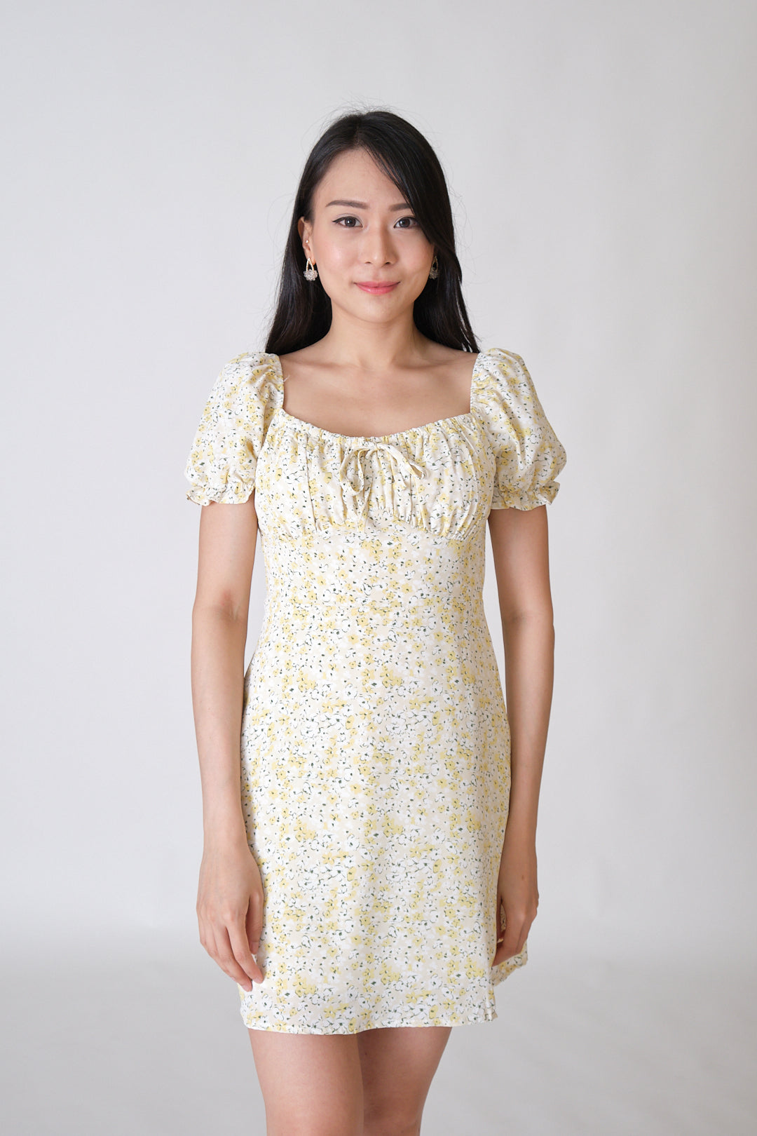 Chixxie Fiona Floral Short Dress (Yellow)