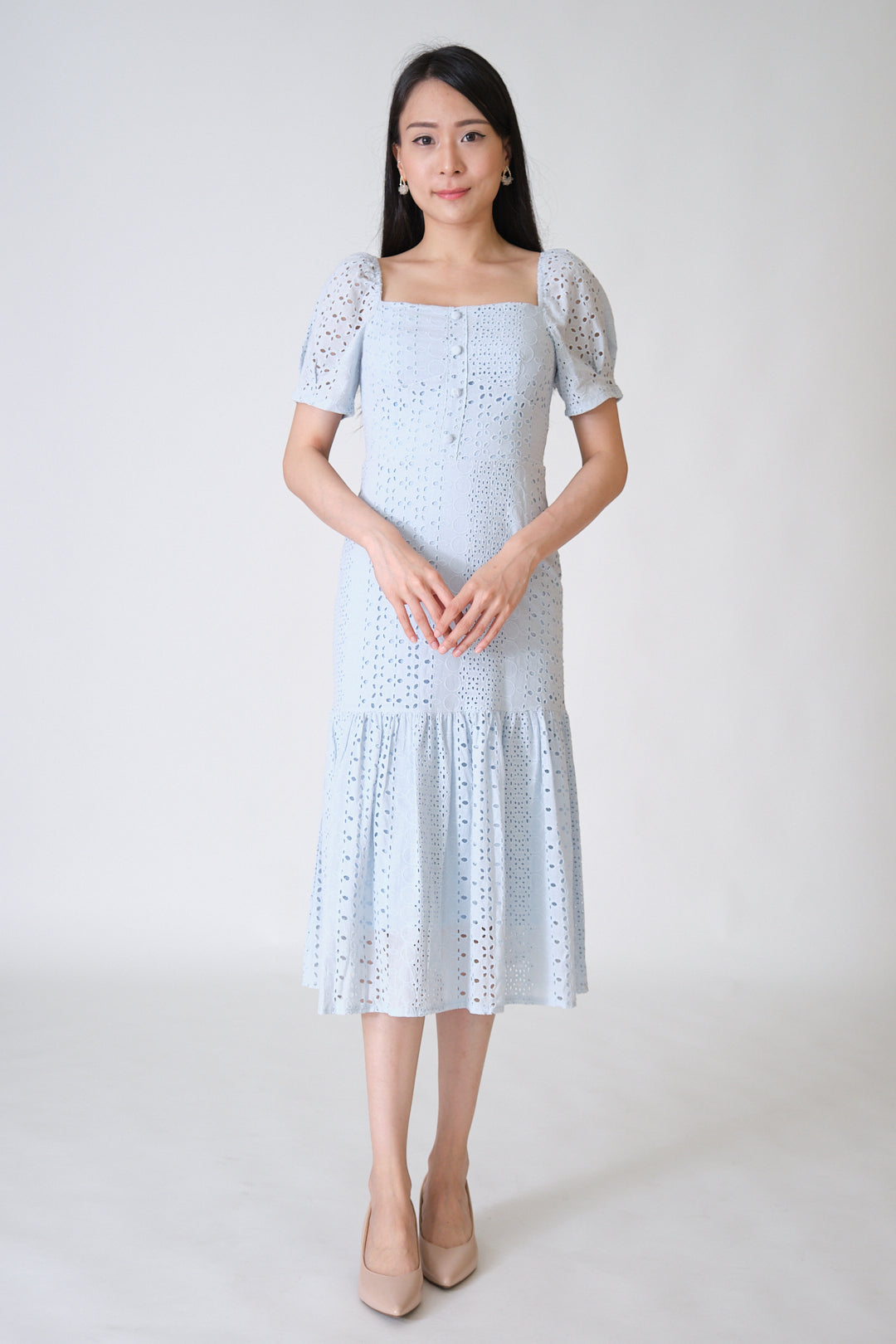 Chixxie Tiffany Lace Midi Dress (Blue)