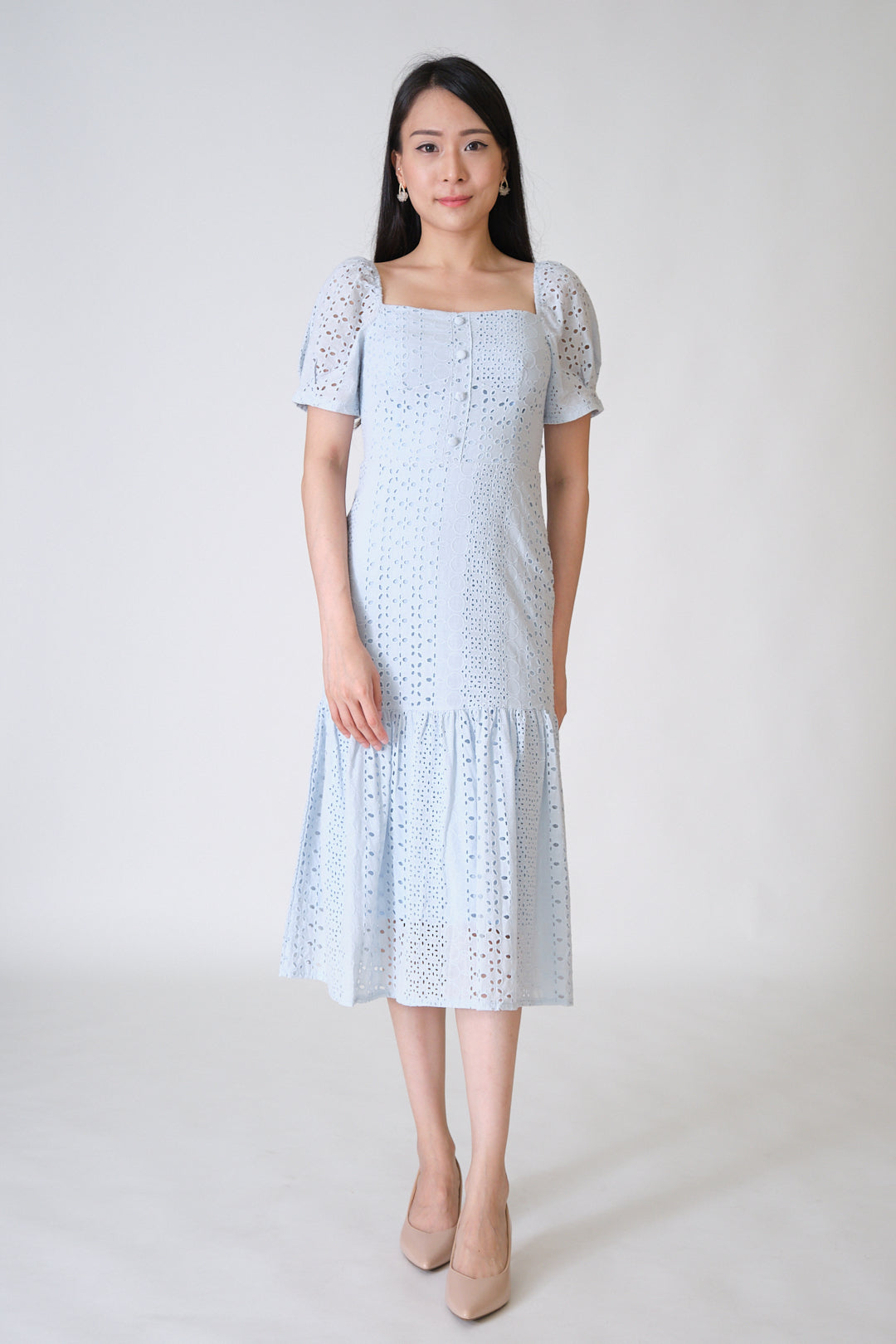Chixxie Tiffany Lace Midi Dress (Blue)