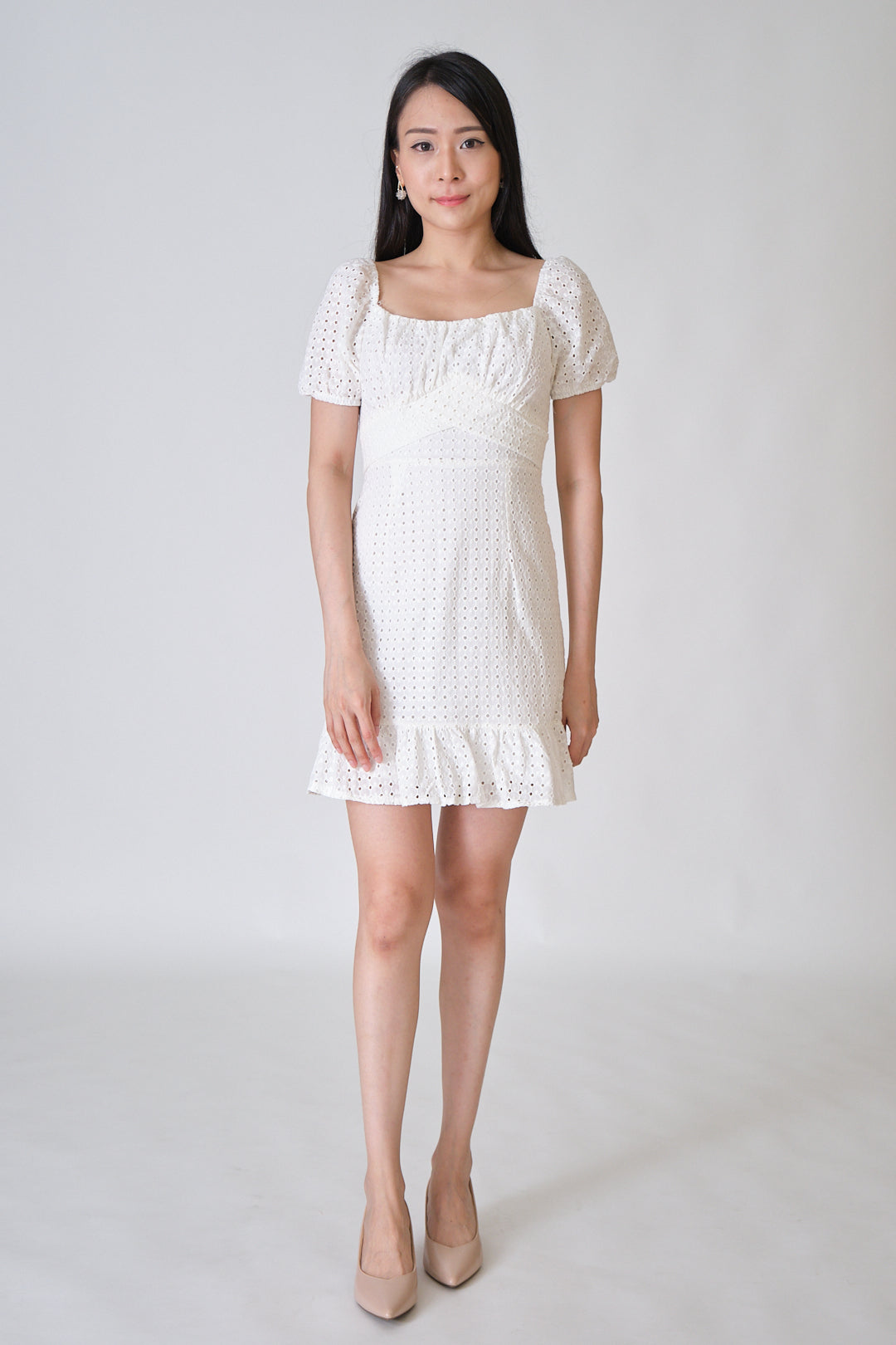 Chixxie Delilah Lace Short Dress (White)