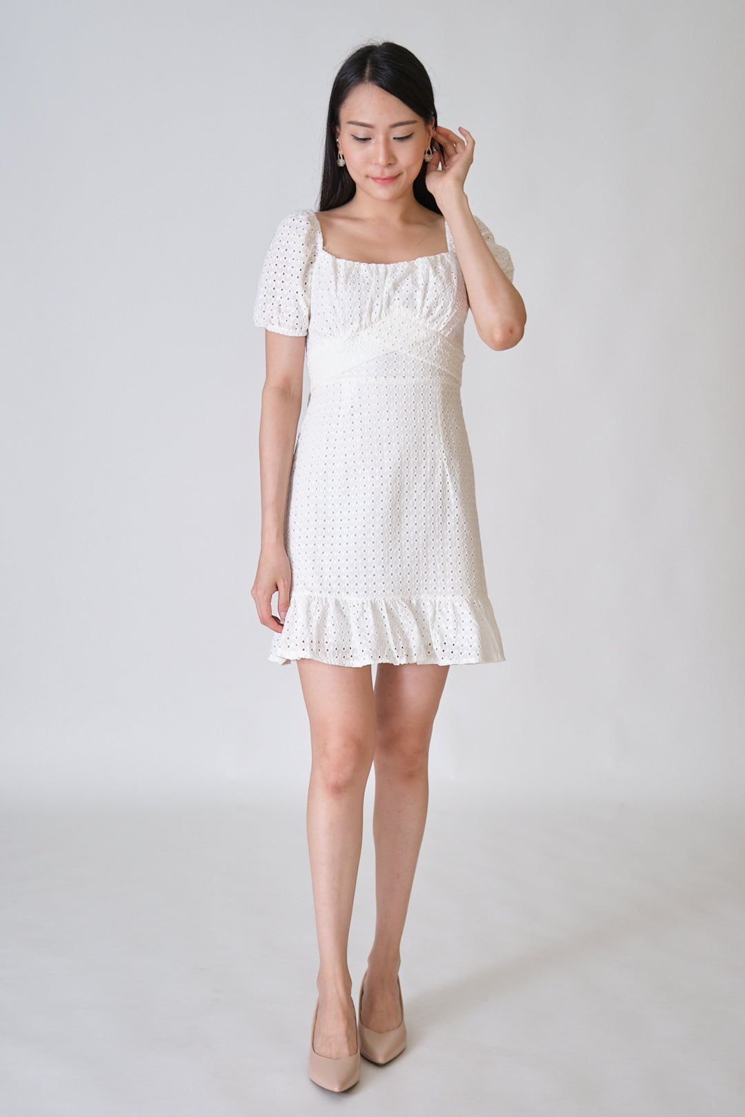 Chixxie Delilah Lace Short Dress (White)