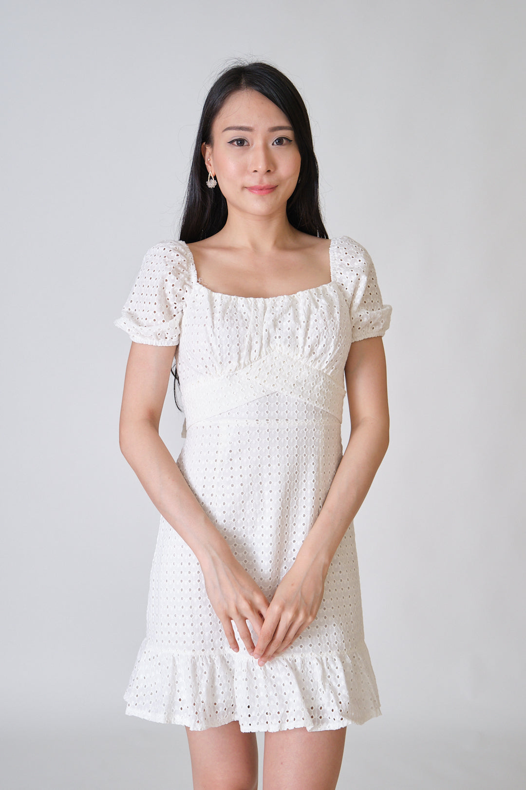 Chixxie Delilah Lace Short Dress (White)