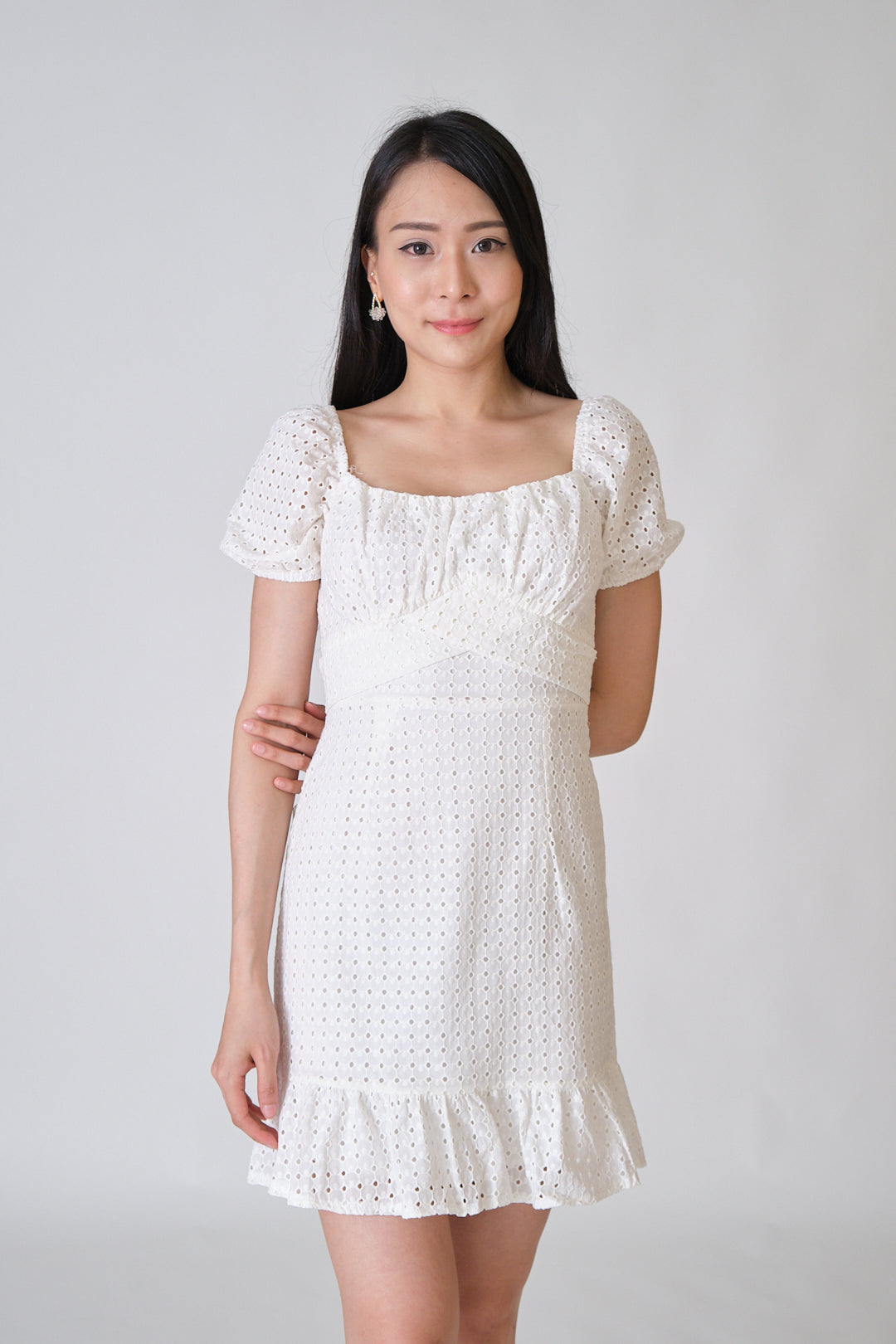 Chixxie Delilah Lace Short Dress (White)