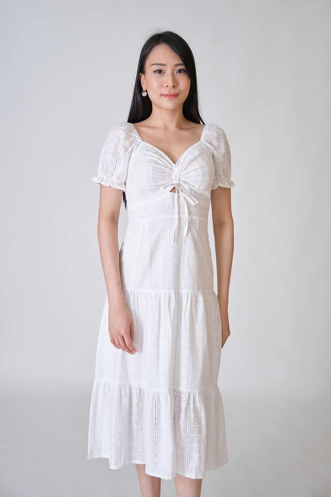 Chixxie Hannah Lace Midi Dress (White)
