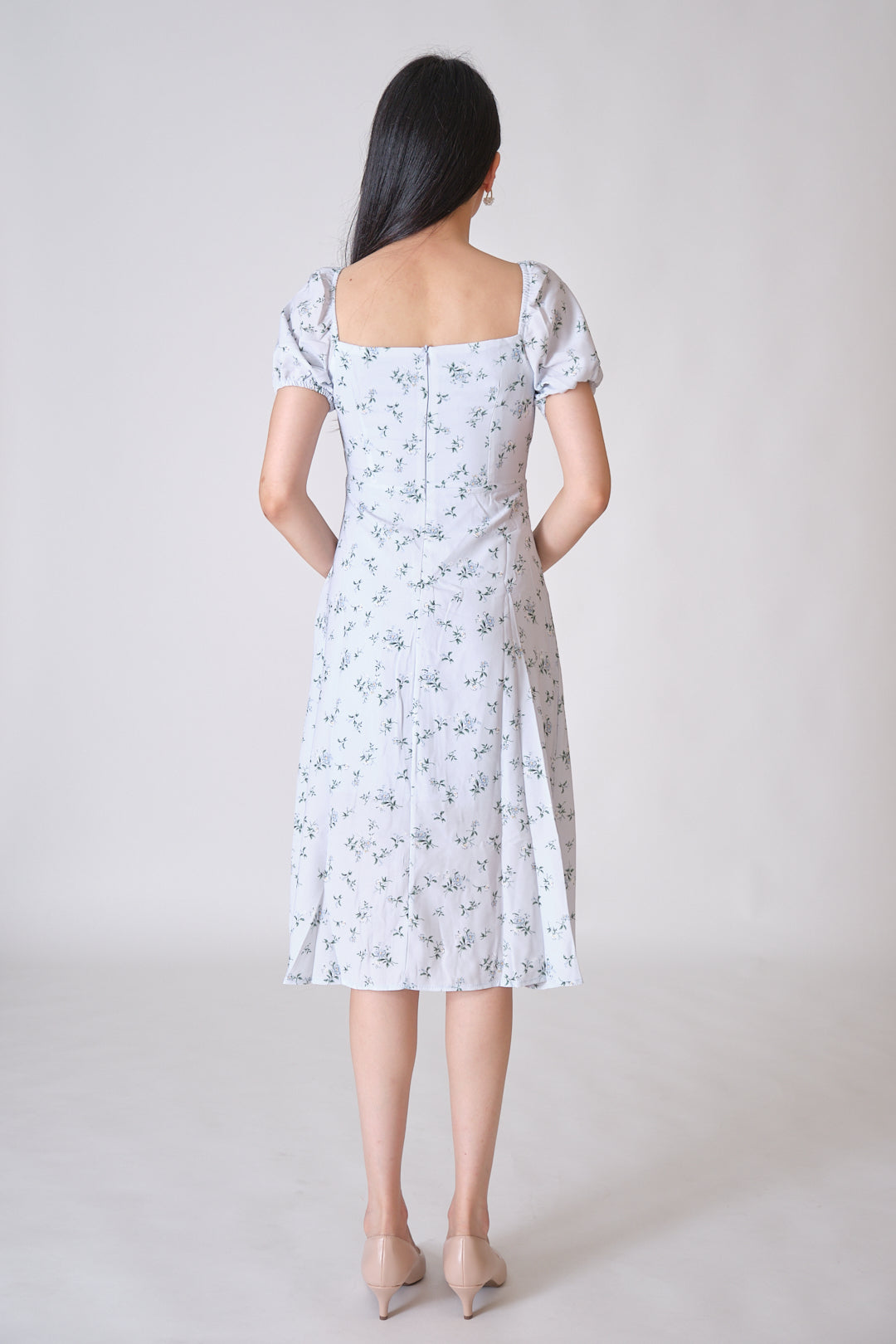 Chixxie Alora Floral Midi Dress (Pastel Blue)