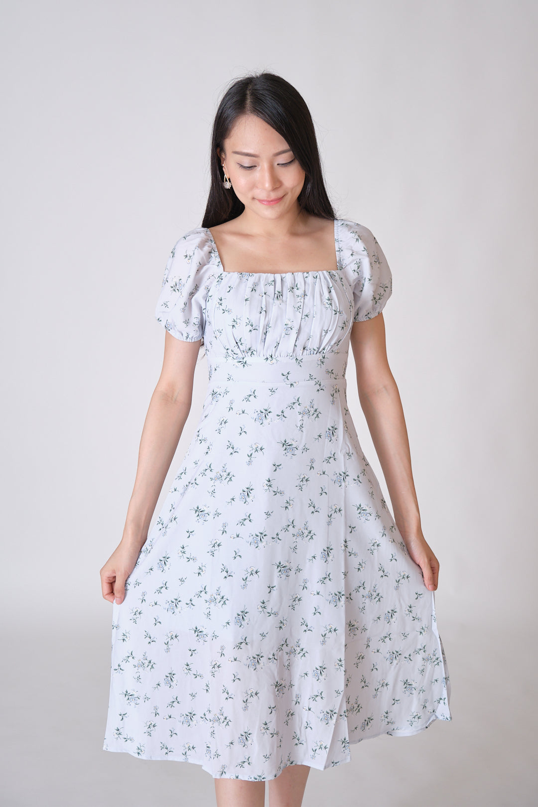 Chixxie Alora Floral Midi Dress (Pastel Blue)