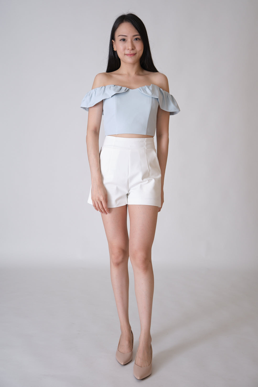Chixxie Mindi Off-shoulder Crop Top (Blue)