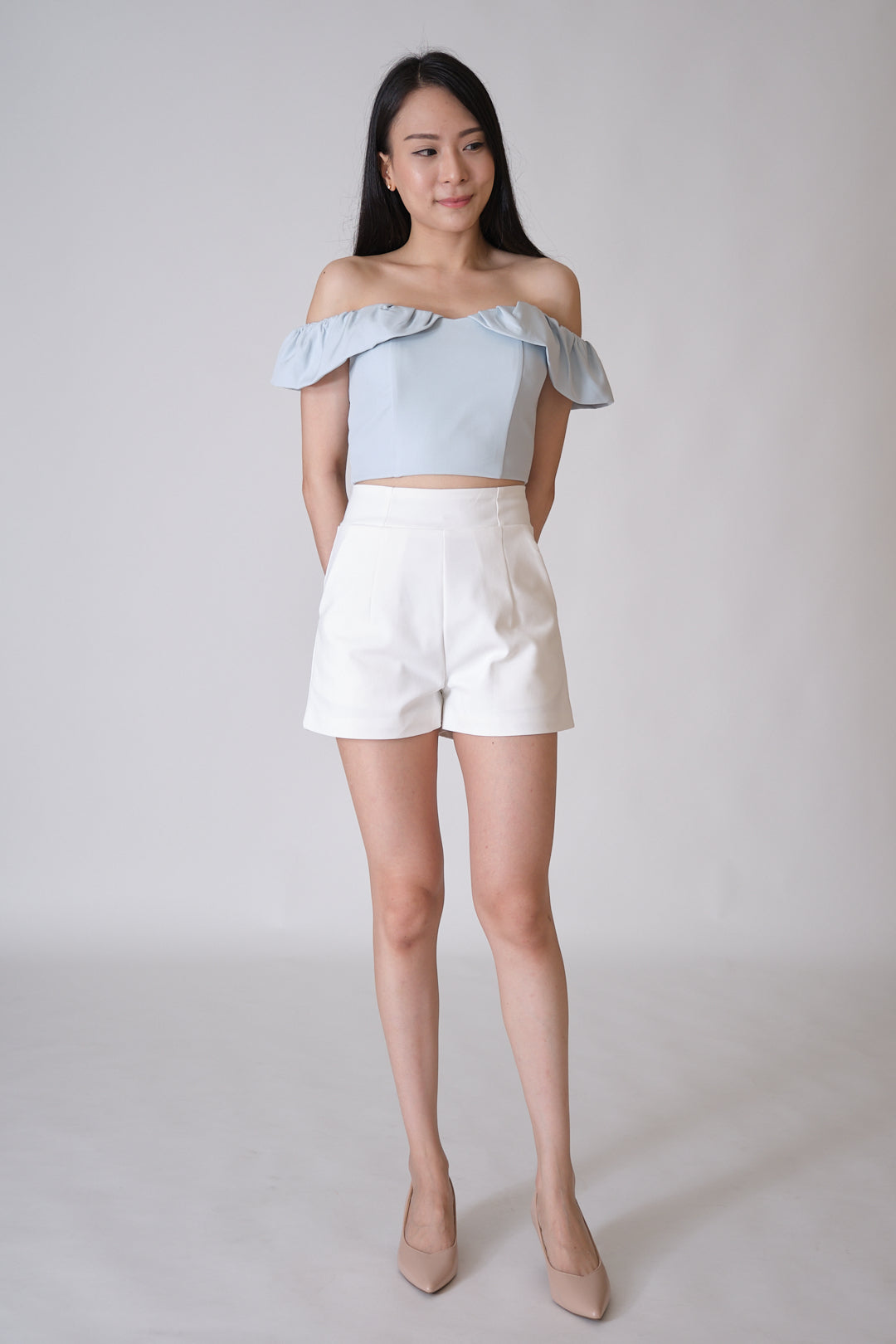 Chixxie Mindi Off-shoulder Crop Top (Blue)