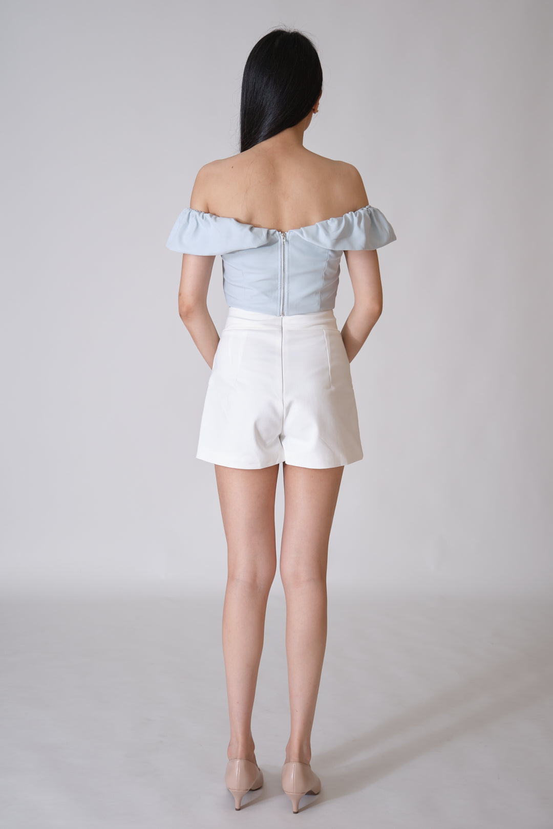 Chixxie Mindi Off-shoulder Crop Top (Blue)