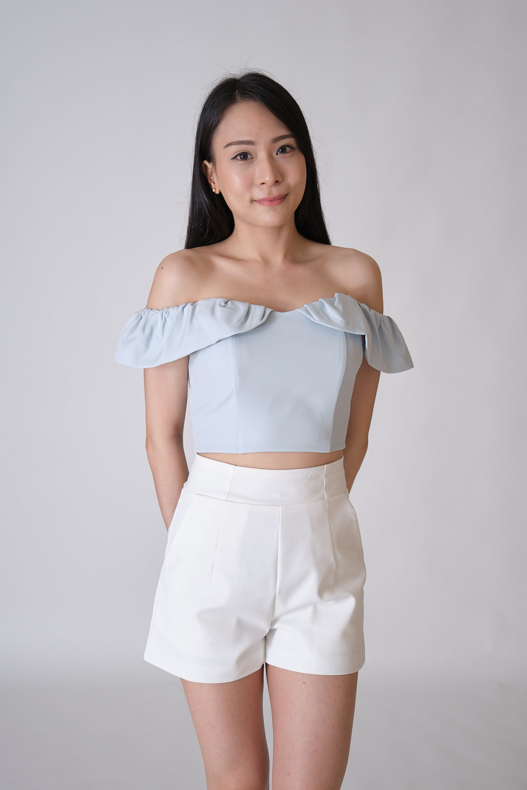 Chixxie Mindi Off-shoulder Crop Top (Blue)