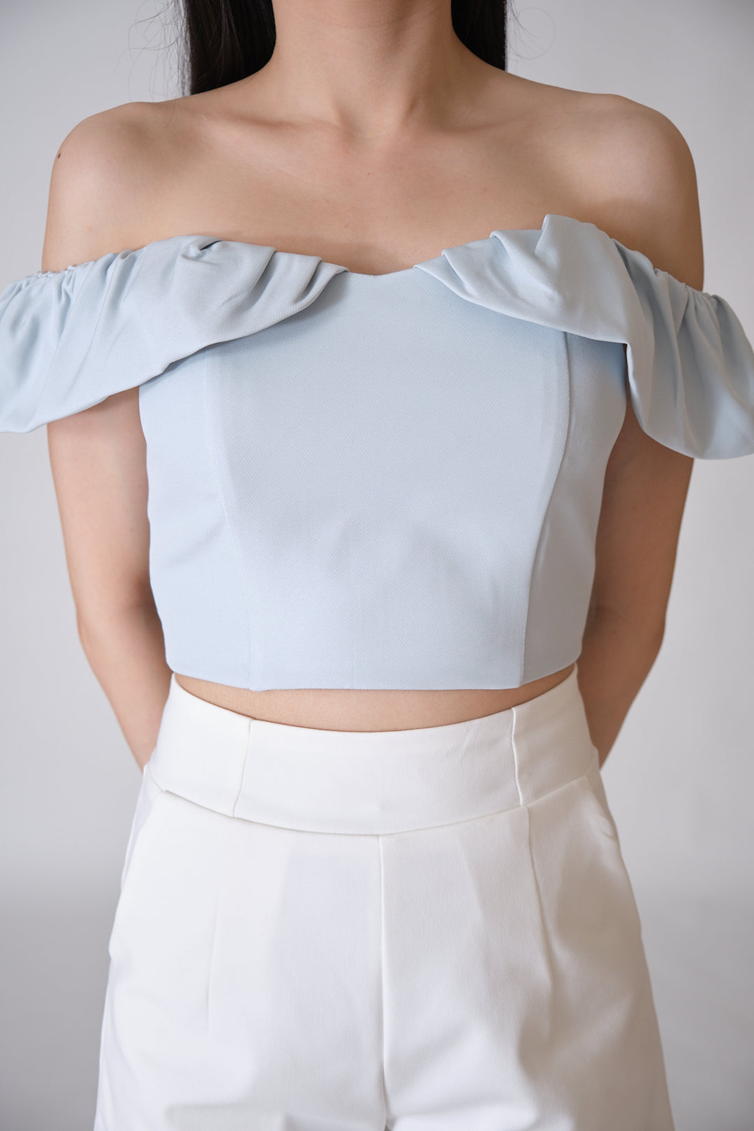 Chixxie Mindi Off-shoulder Crop Top (Blue)