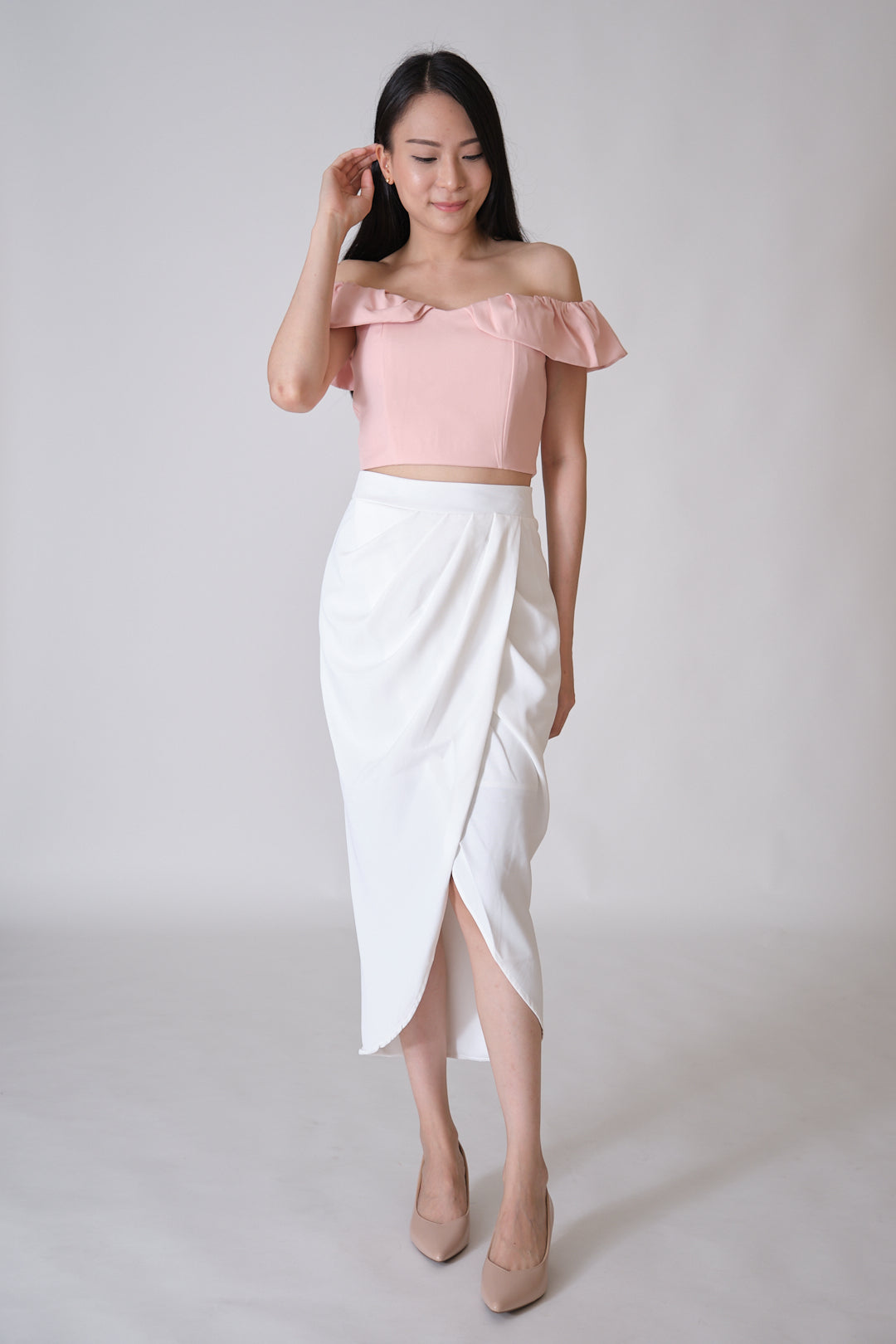 Chixxie Mindi Off-shoulder Crop Top (Pink)