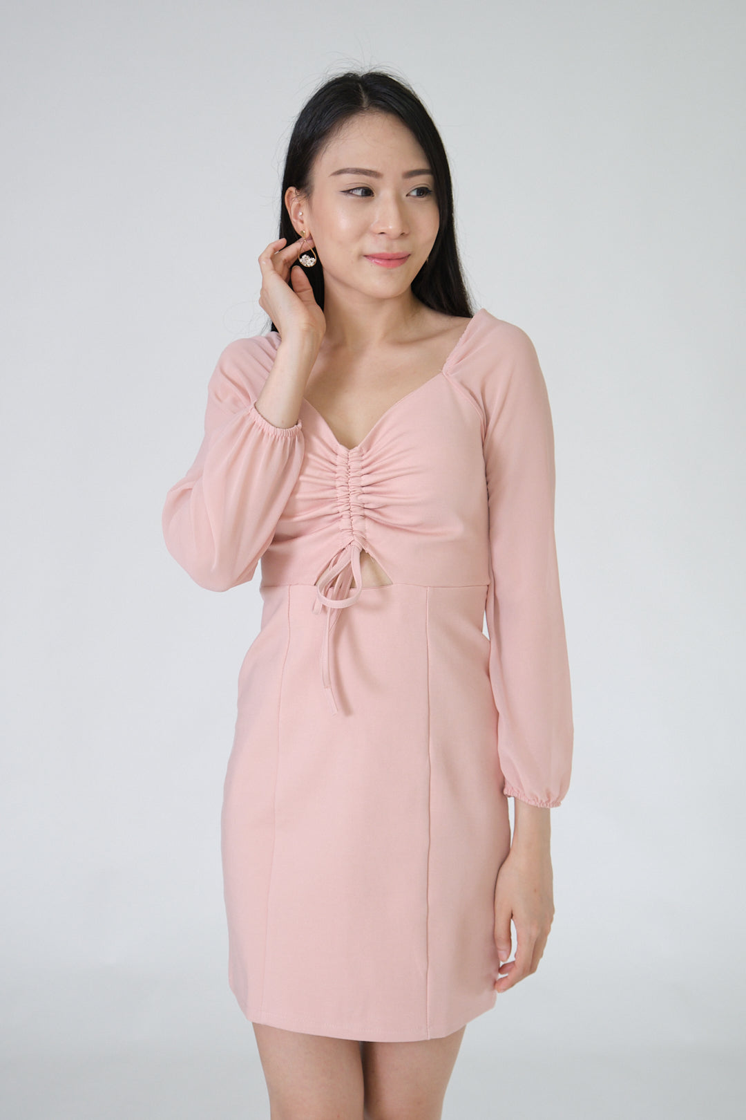 Chixxie Sharon Long Sleeve Dress (Pink)
