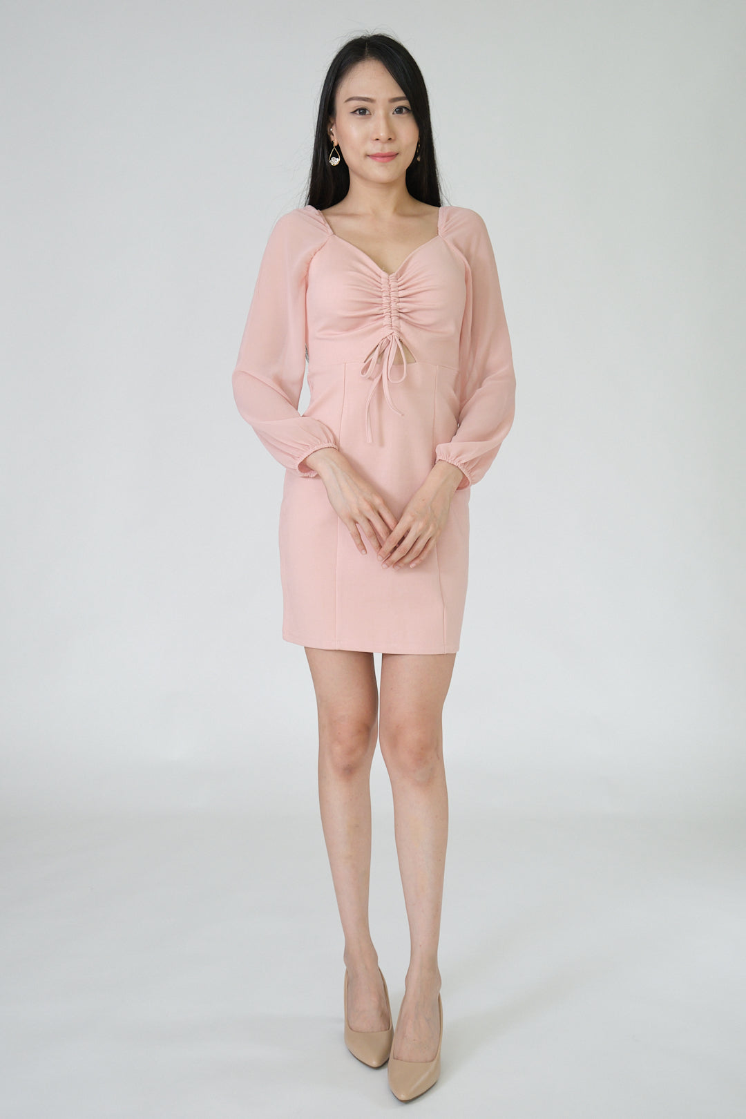 Chixxie Sharon Long Sleeve Dress (Pink)