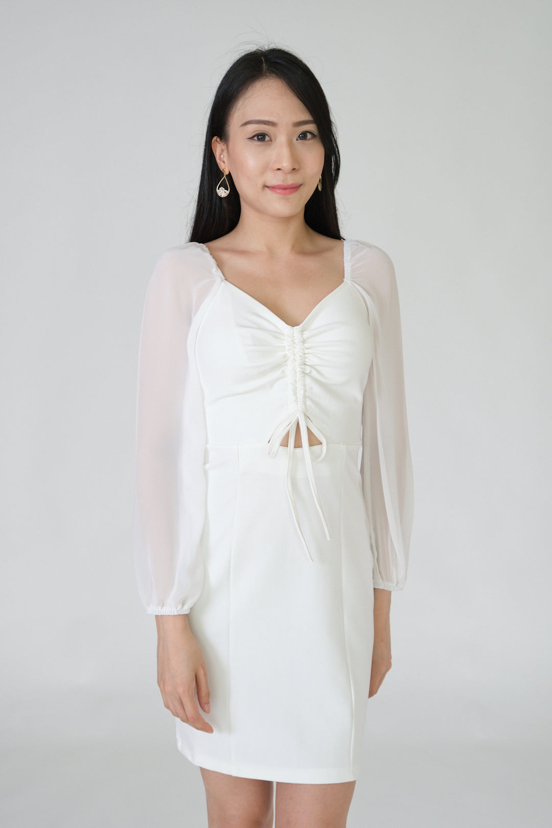 Chixxie Sharon Long Sleeve Dress (White)