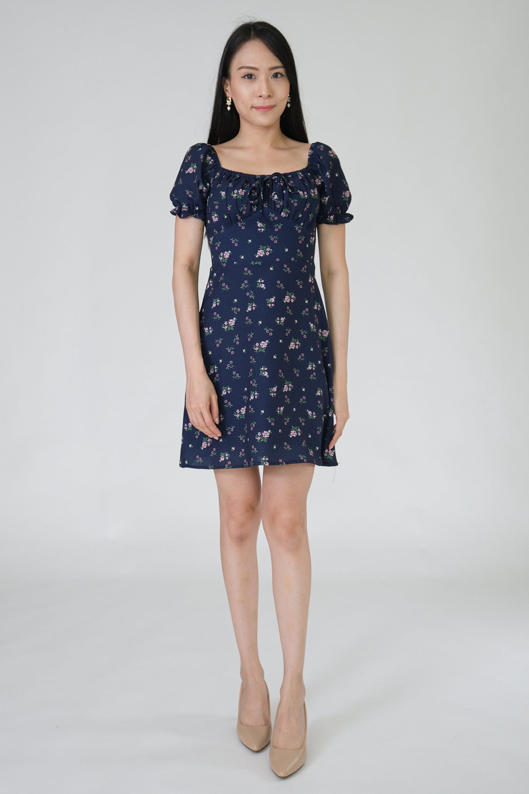 Chixxie Monica Floral Short Dress (Navy)
