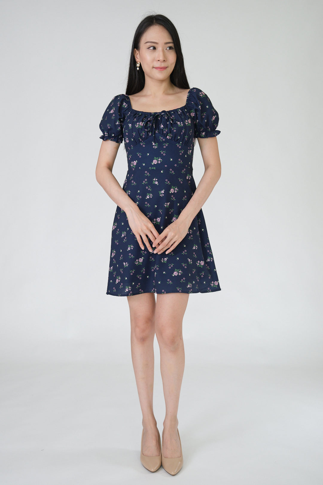 Chixxie Monica Floral Short Dress (Navy)
