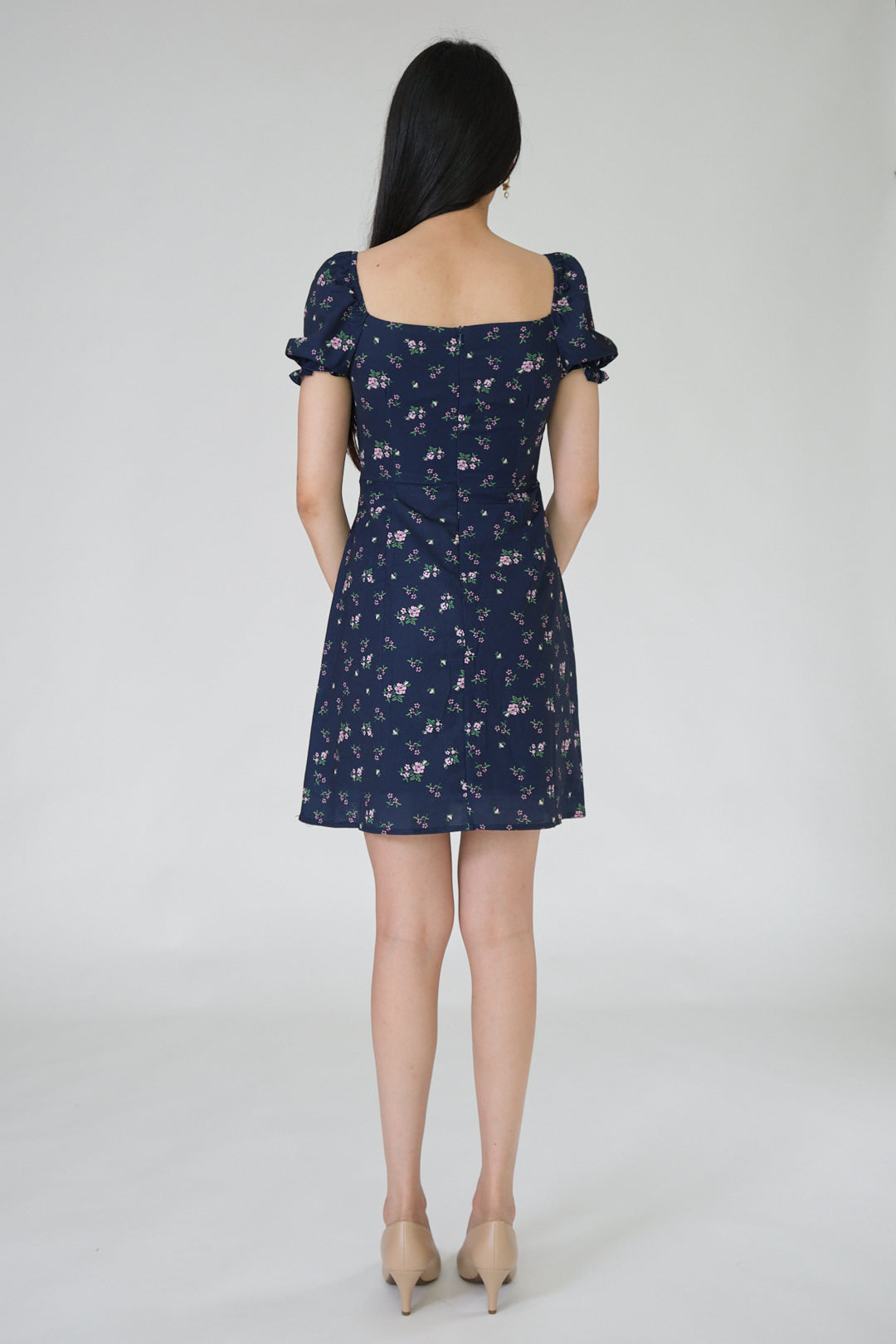 Chixxie Monica Floral Short Dress (Navy)