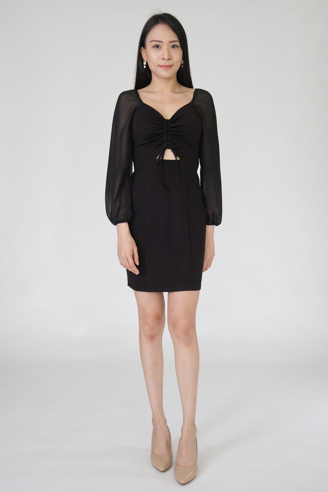 Chixxie Sharon Long Sleeve Dress (Black)