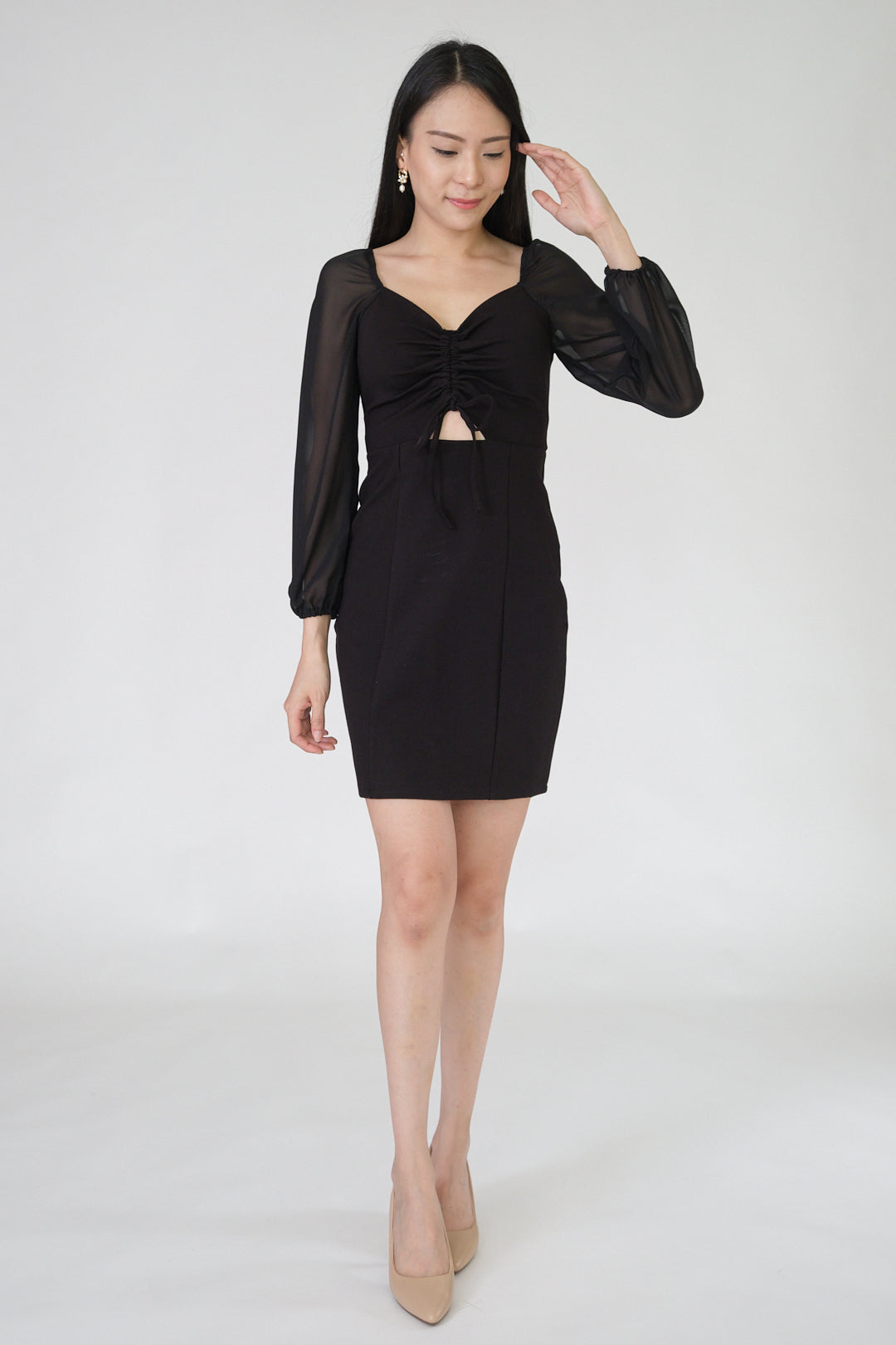 Chixxie Sharon Long Sleeve Dress (Black)