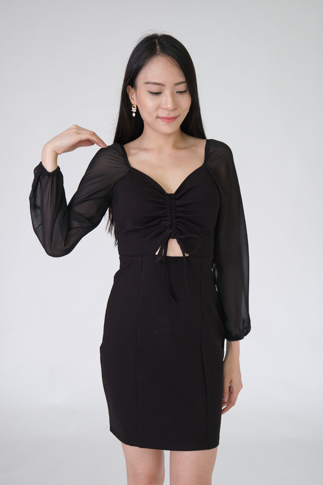 Chixxie Sharon Long Sleeve Dress (Black)
