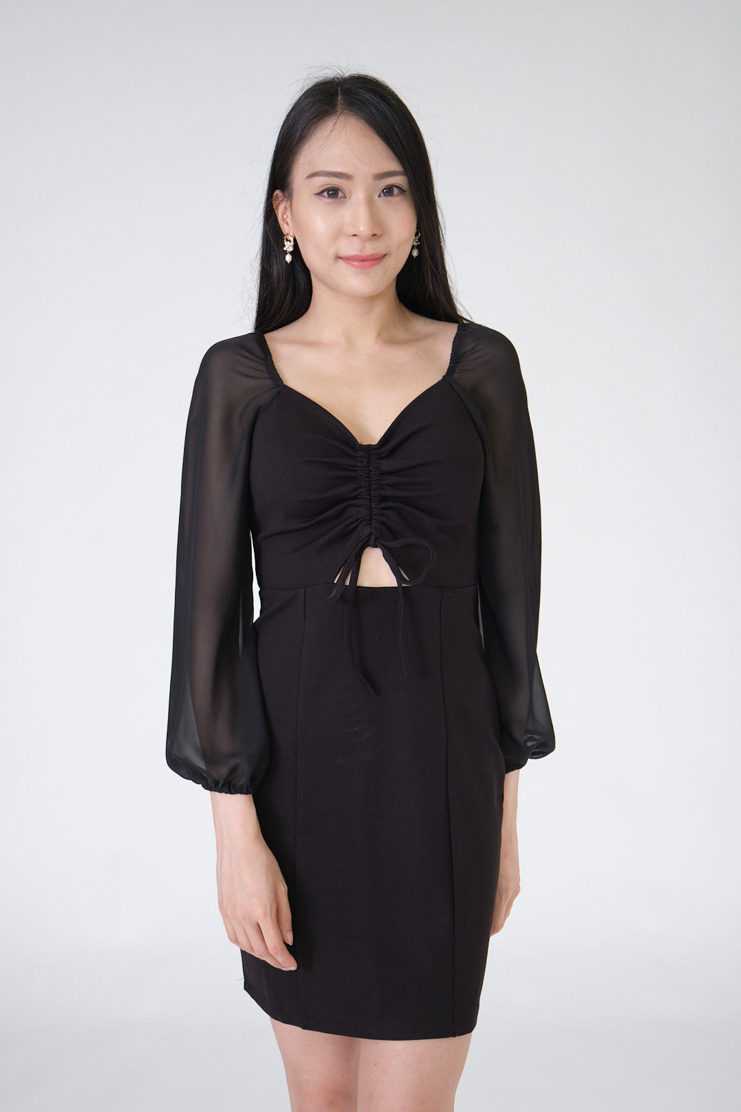 Chixxie Sharon Long Sleeve Dress (Black)