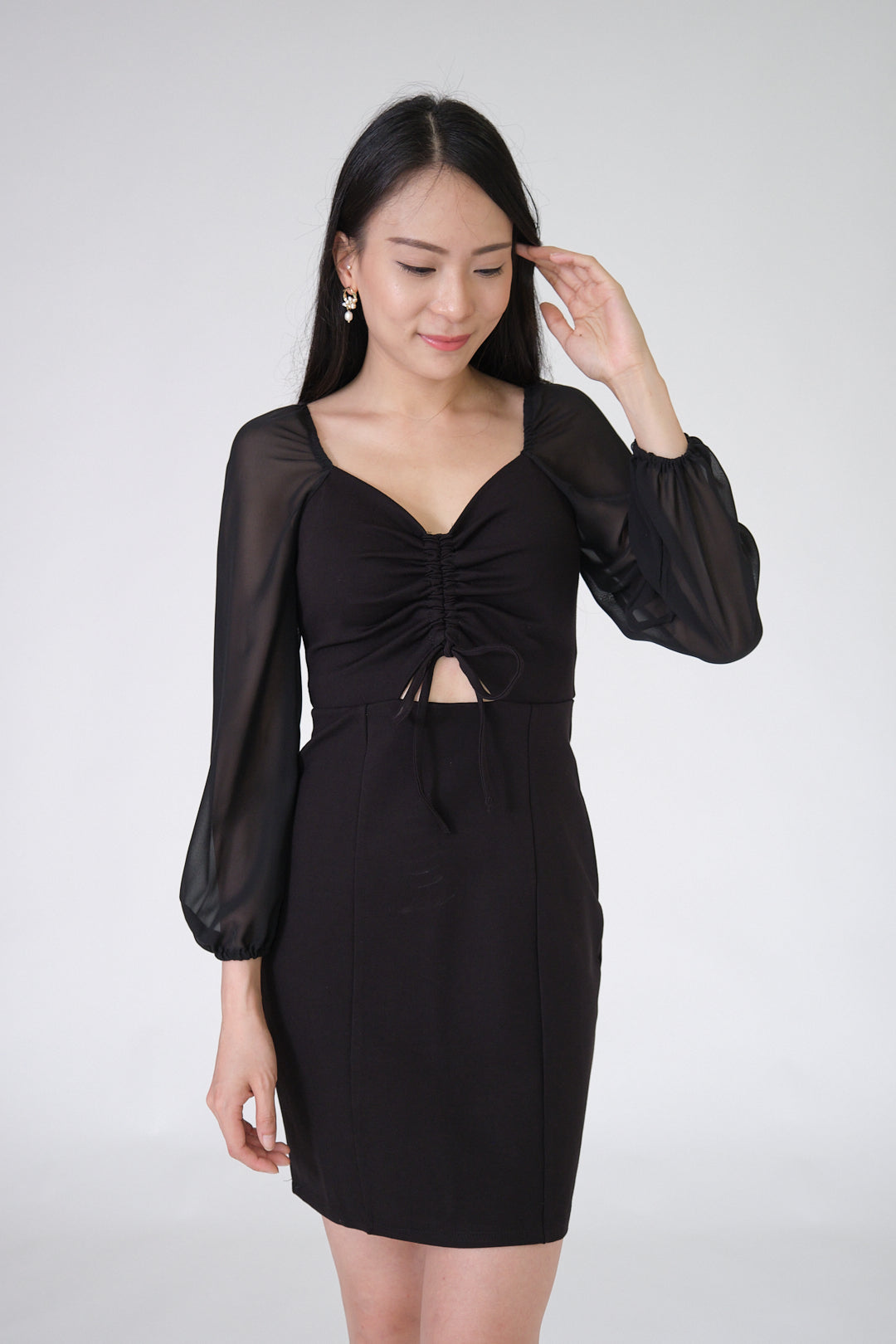 Chixxie Sharon Long Sleeve Dress (Black)