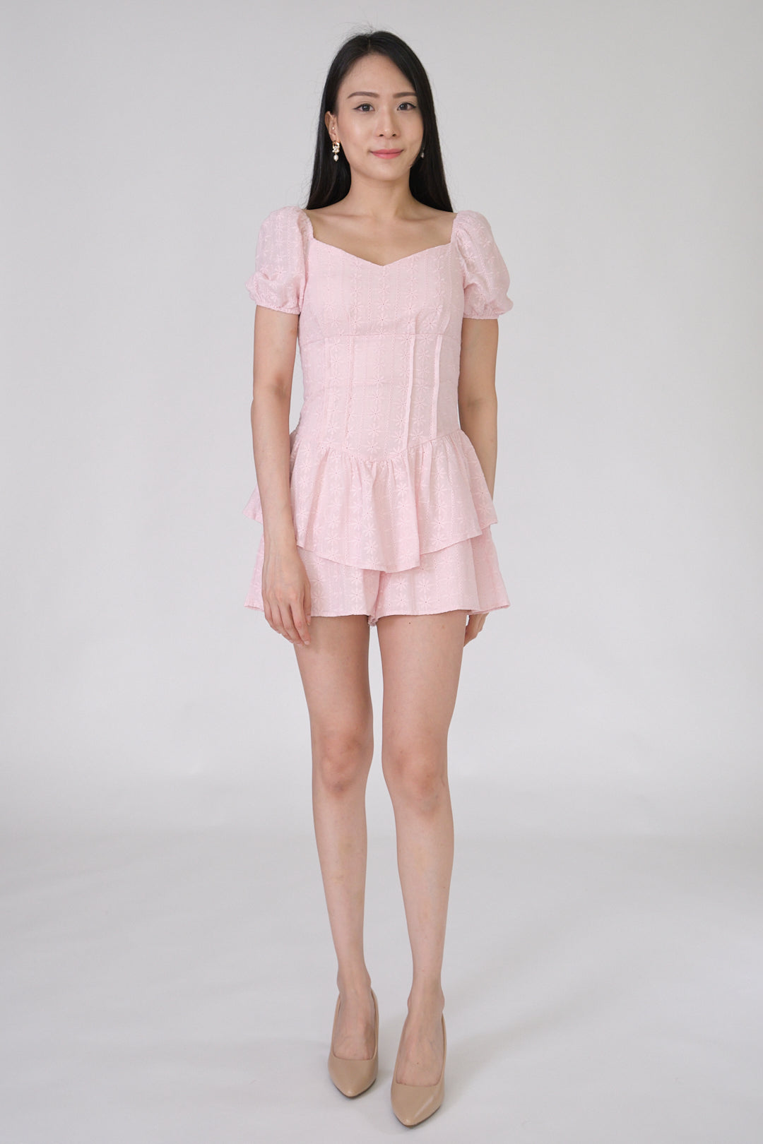 Chixxie Cassie Lace Playsuit (Pink)