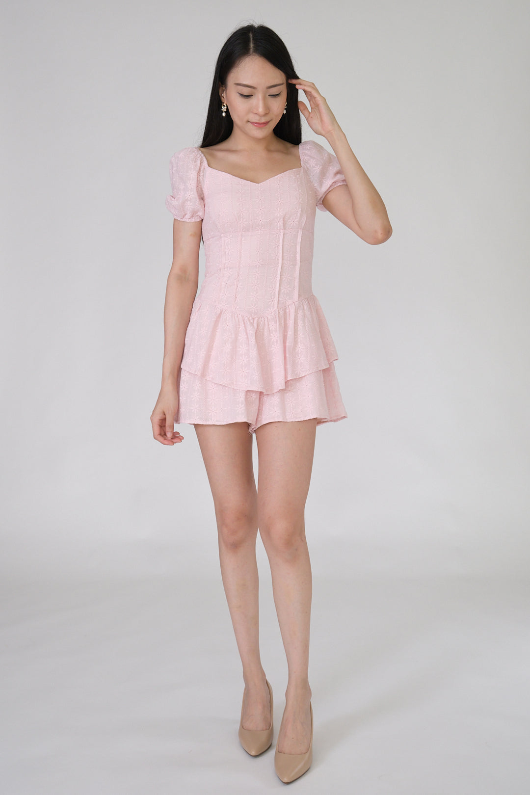 Chixxie Cassie Lace Playsuit (Pink)