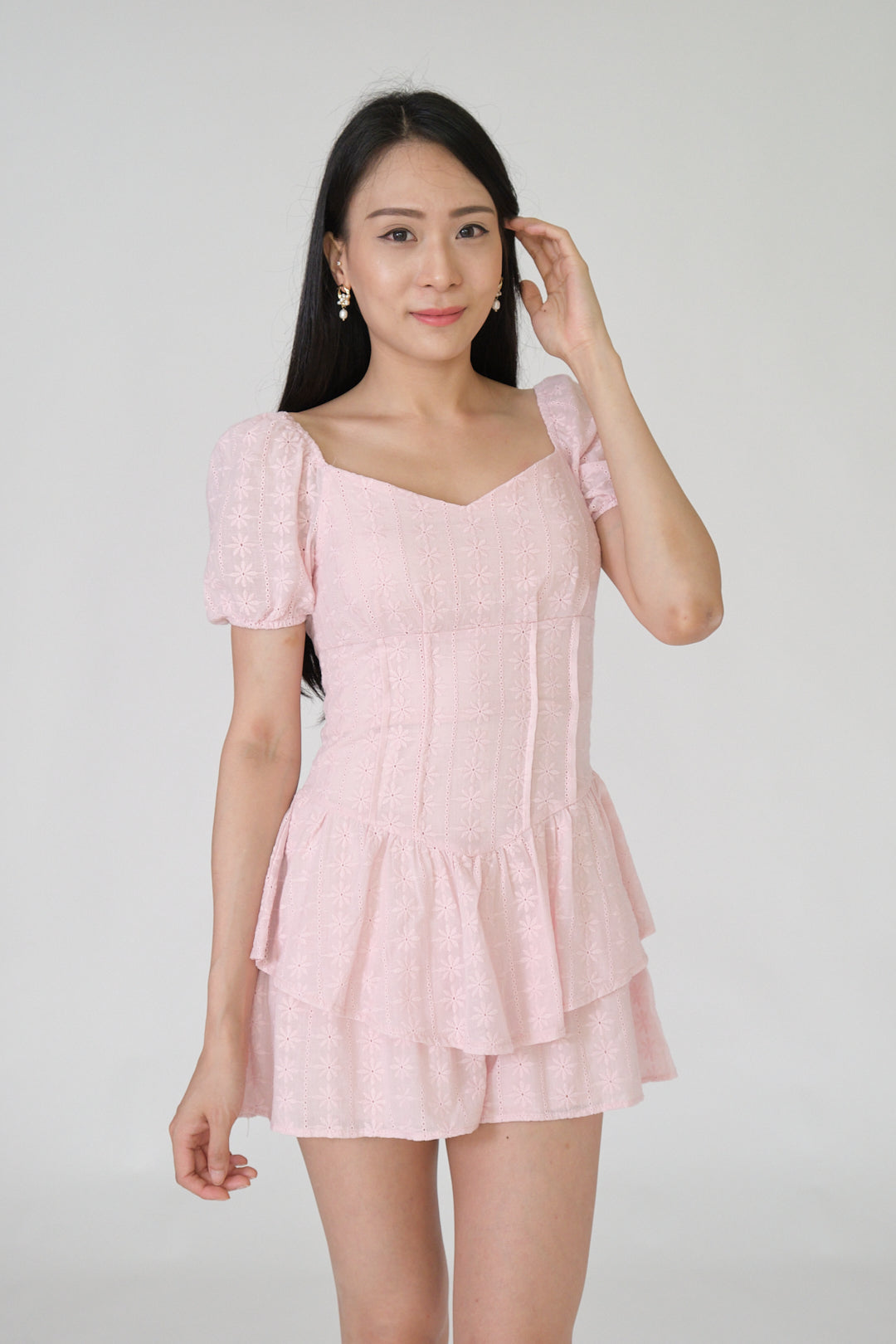 Chixxie Cassie Lace Playsuit (Pink)