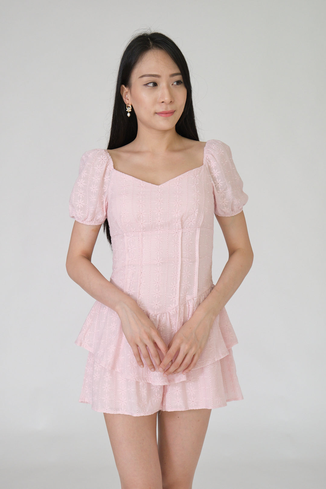 Chixxie Cassie Lace Playsuit (Pink)