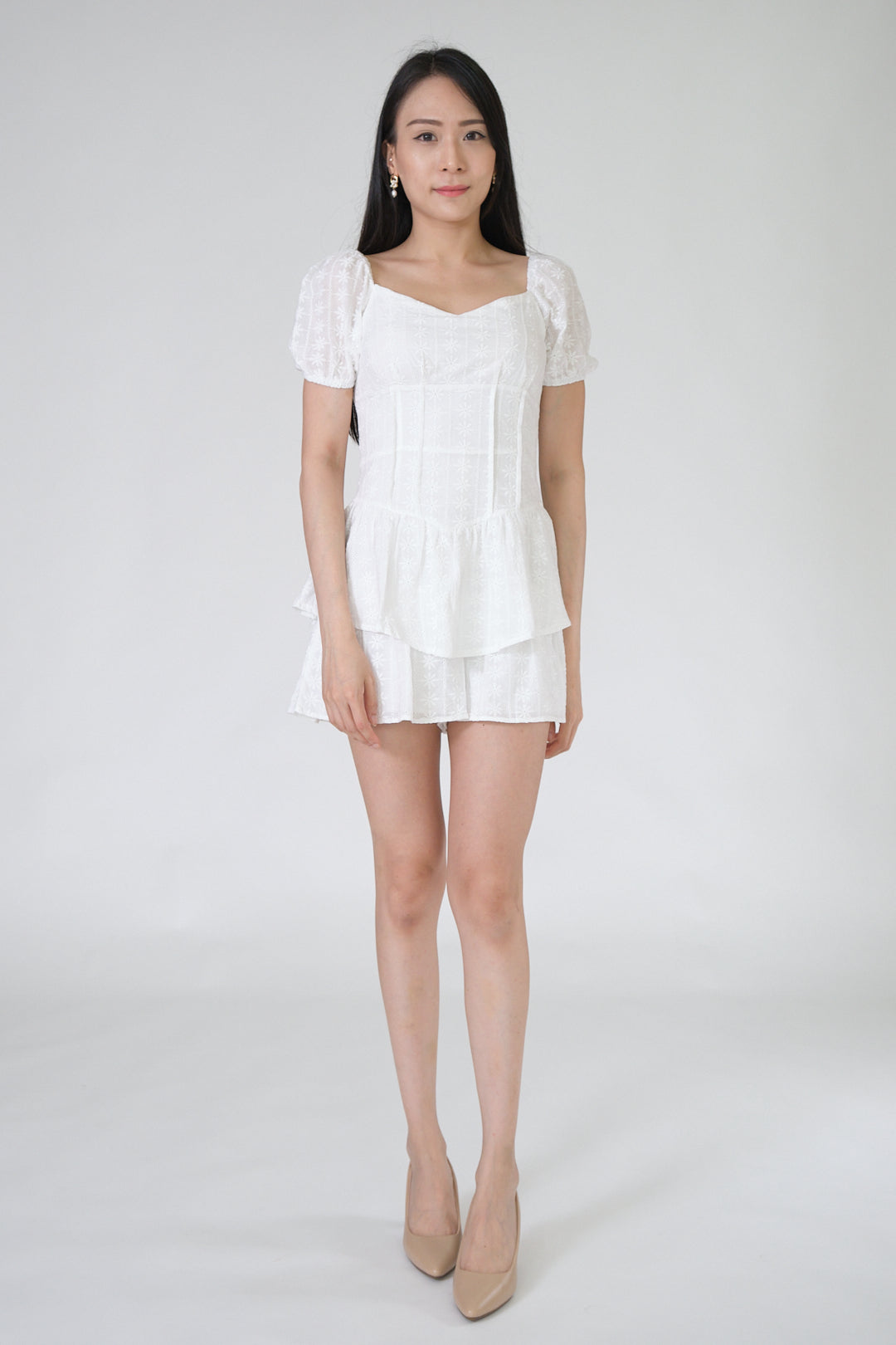 Chixxie Cassie Lace Playsuit (White)