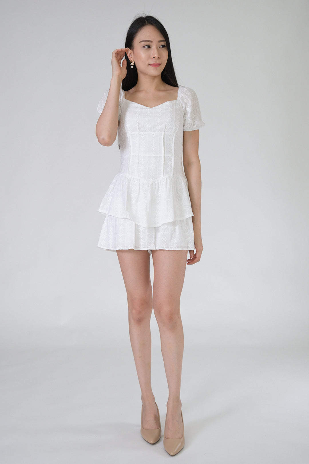Chixxie Cassie Lace Playsuit (White)